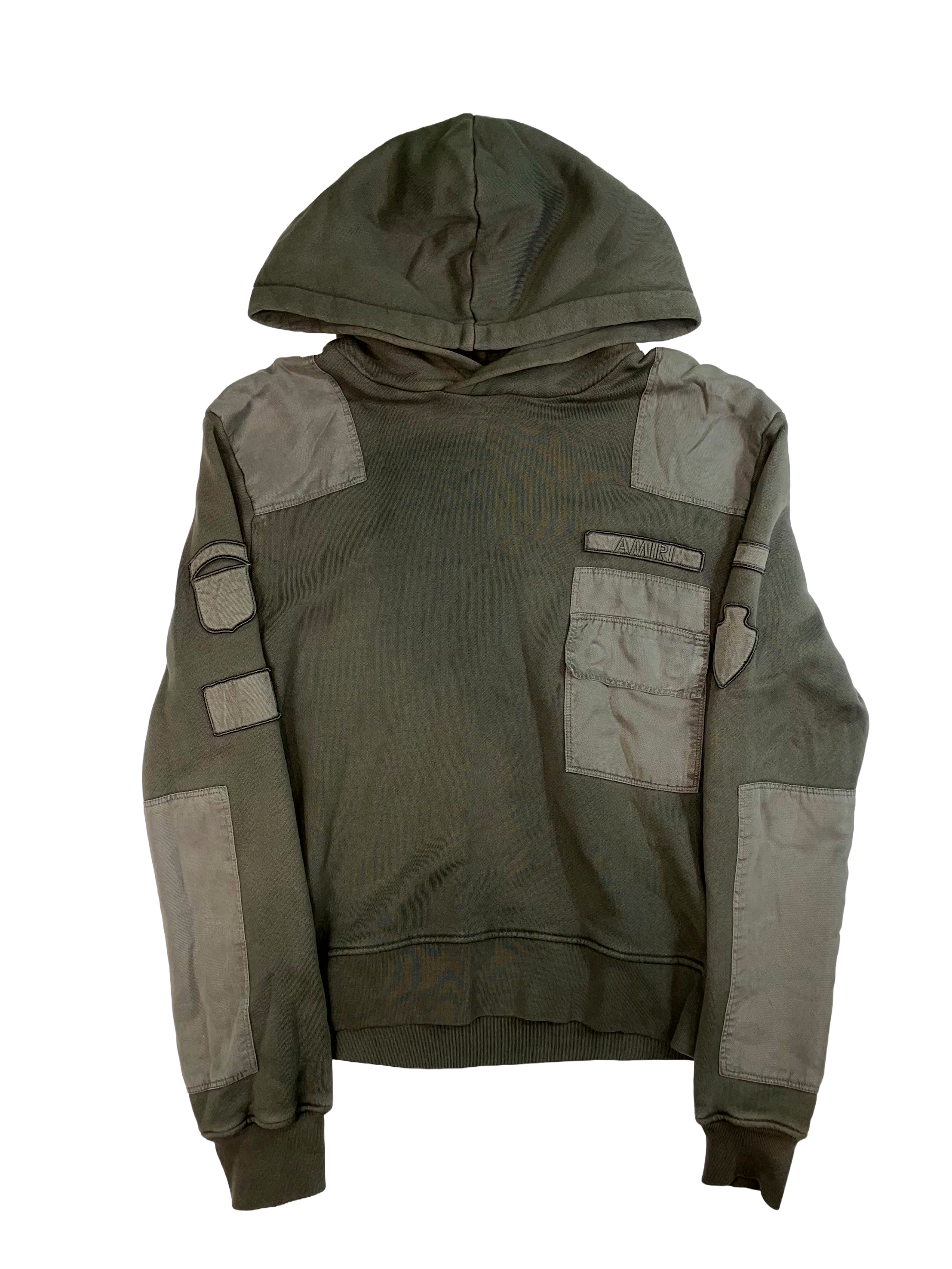 Amiri Military Patchwork Olive Hoodie