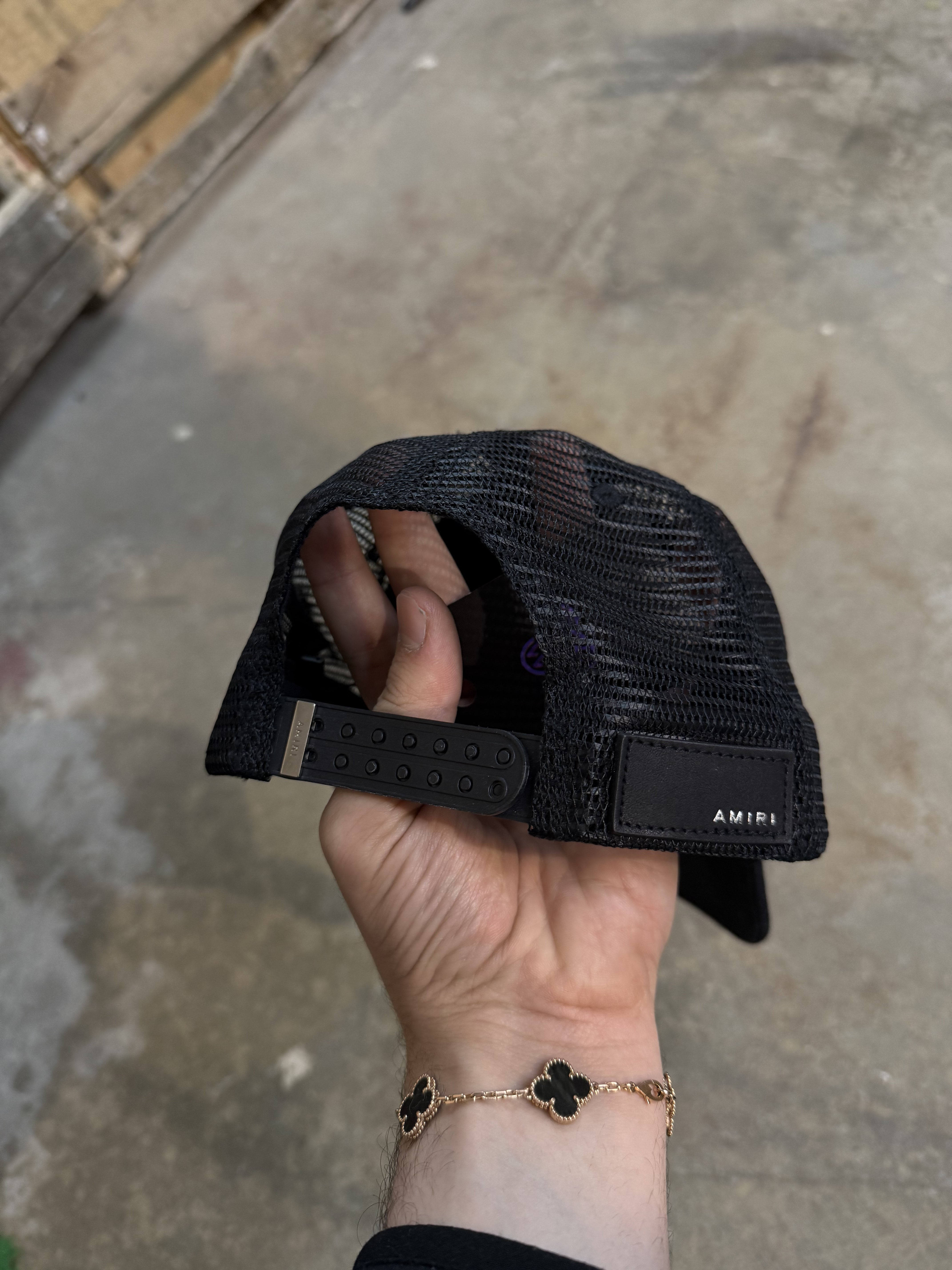 Amiri MA Logo Trucker Black Pink Used OSFM