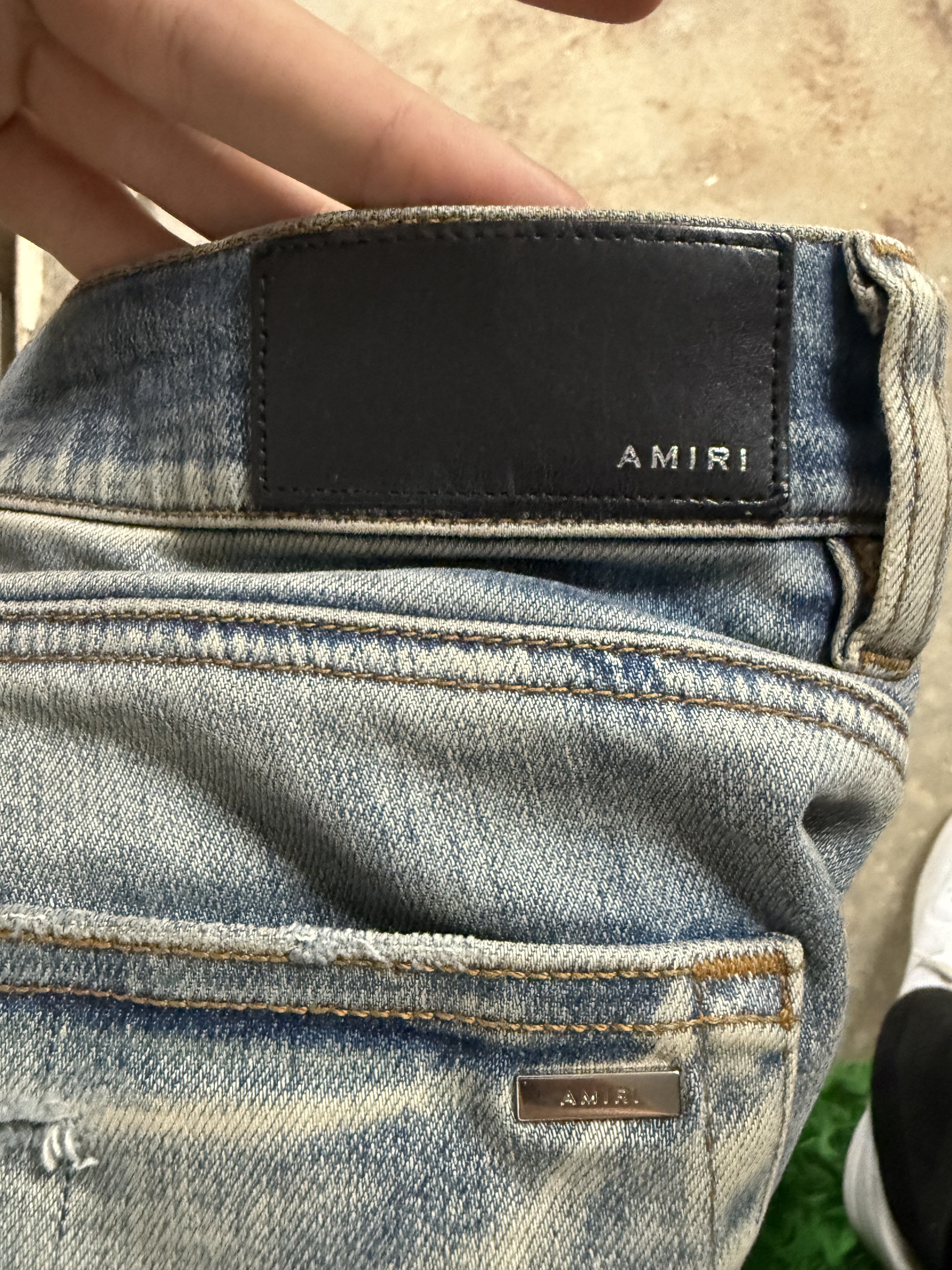 Amiri Jeans Thrasher Light Wash Rainbow Paisley Patch 38 Used