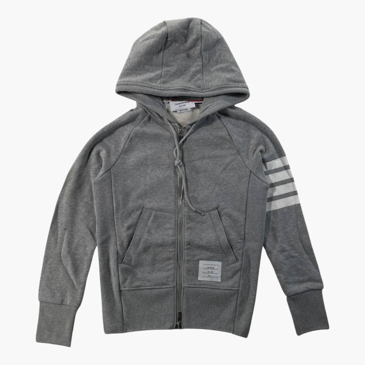 Thom Browne White Bar Light Grey Hoodie