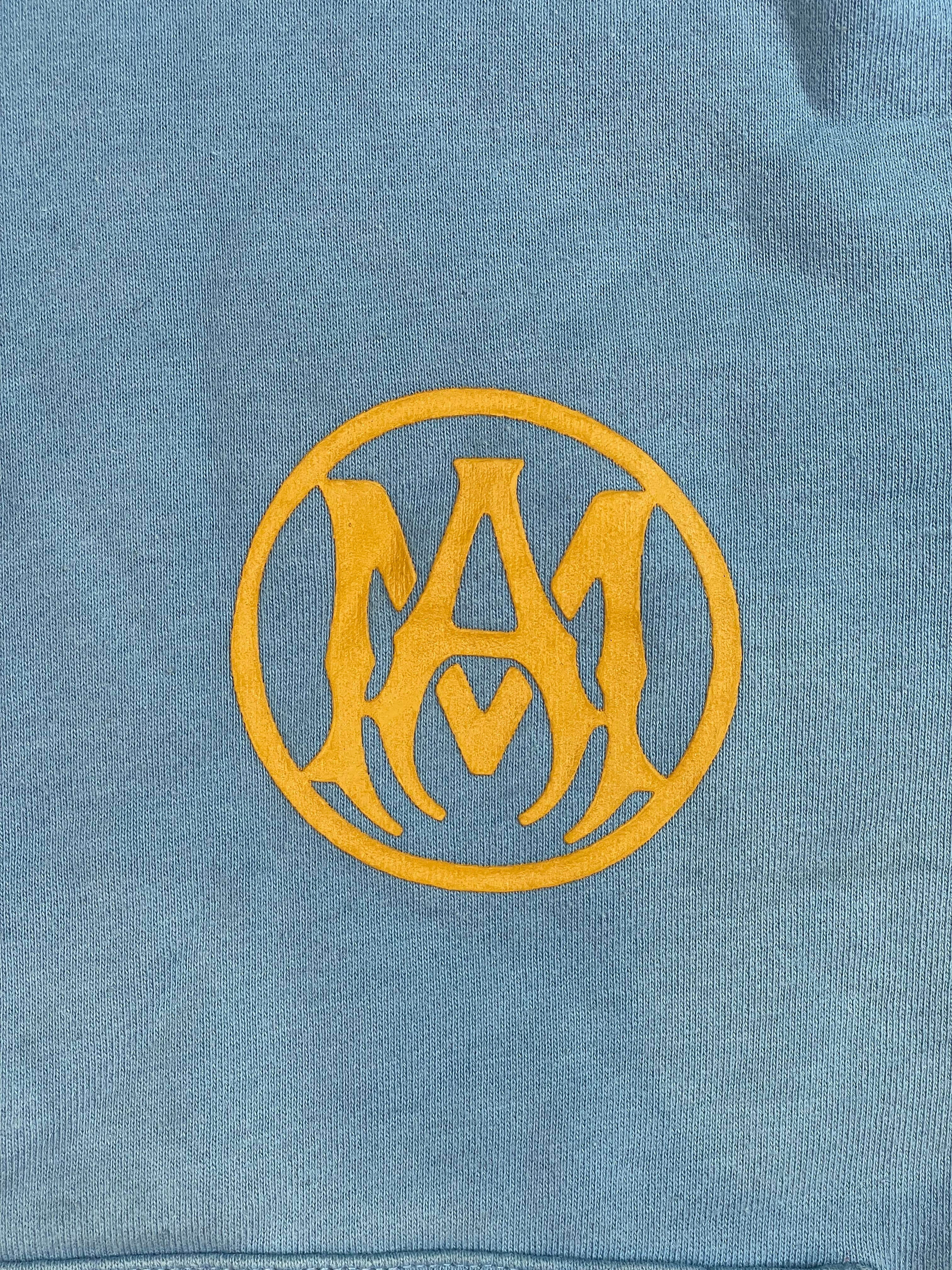 Amiri 'Ma Circle Logo' Baby Blue & Gold Hoodie