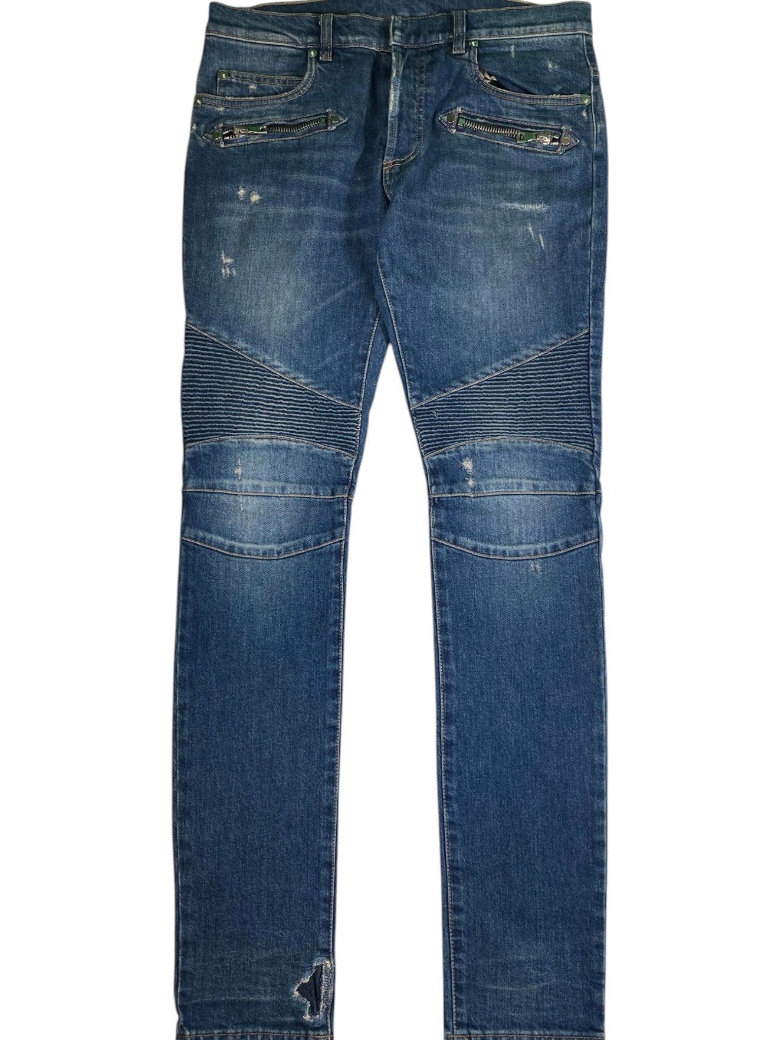 Balmain Dark Blue Biker Jeans