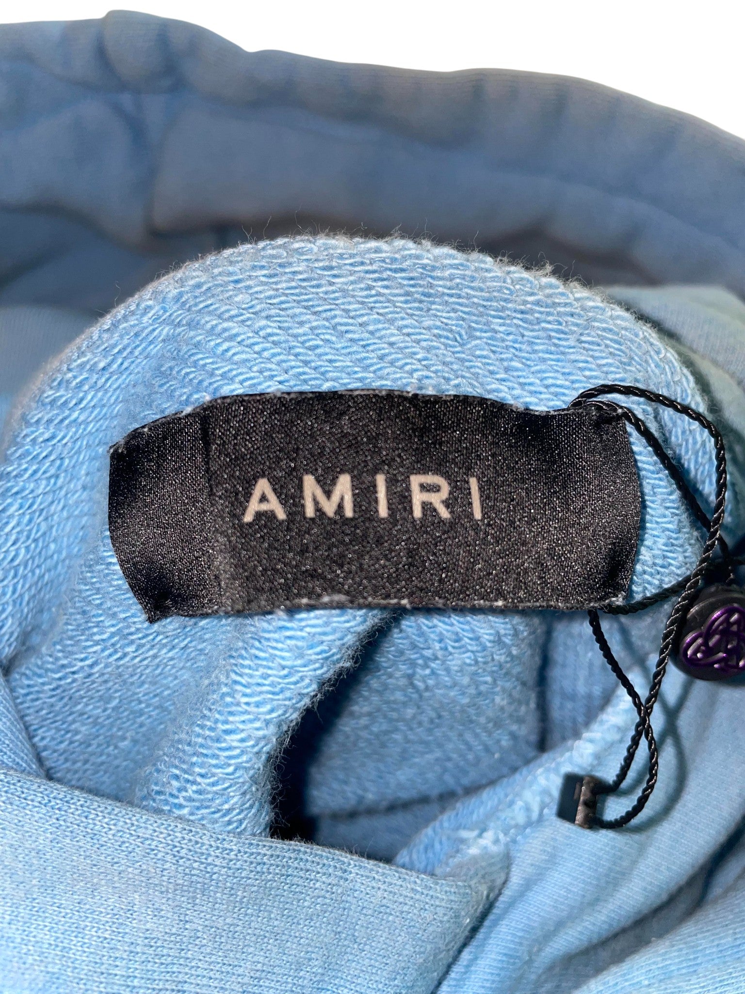 Amiri 'Ma Circle Logo' Baby Blue & Gold Hoodie