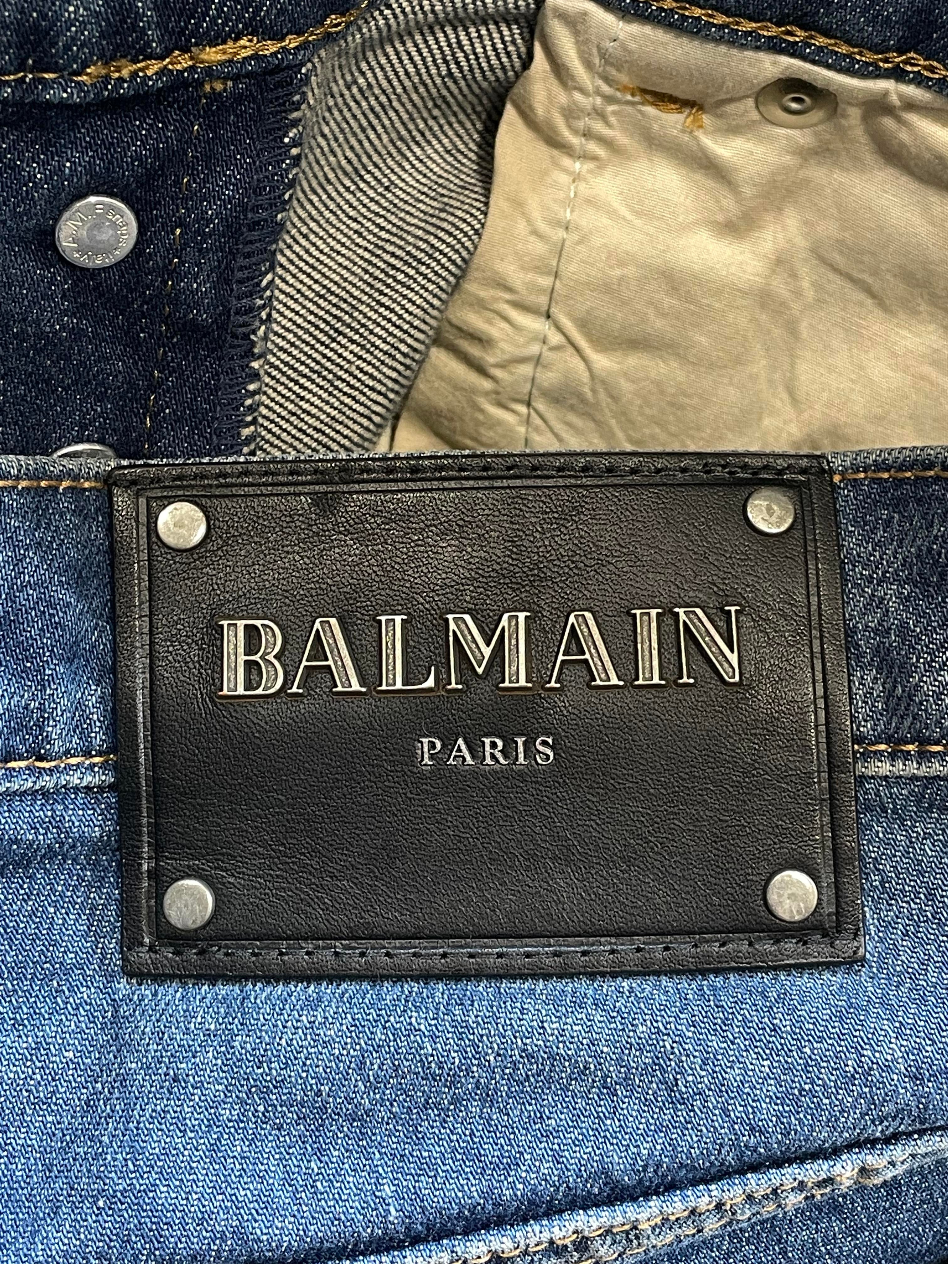 Balmain Dark Blue Biker Jeans