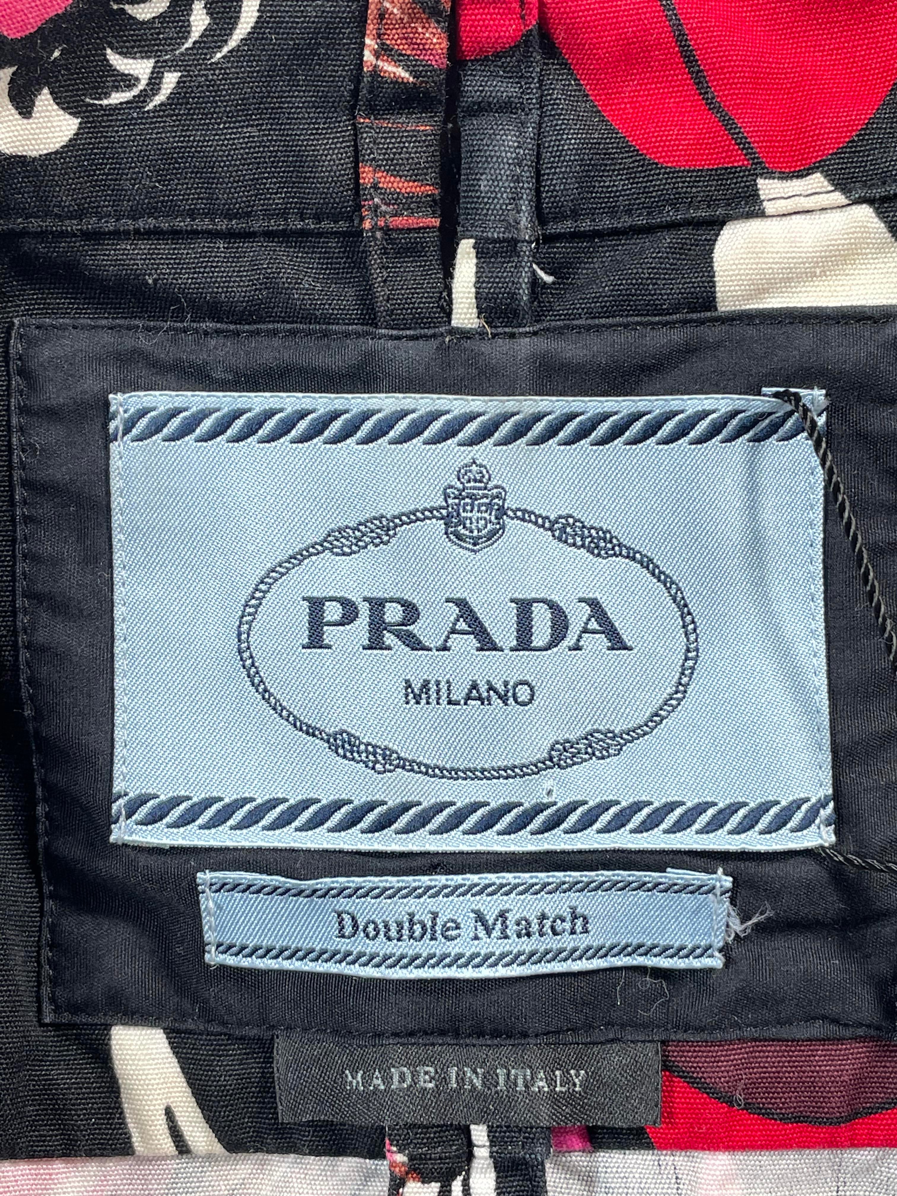 Prada Rose Double Match Red & Black Button Up