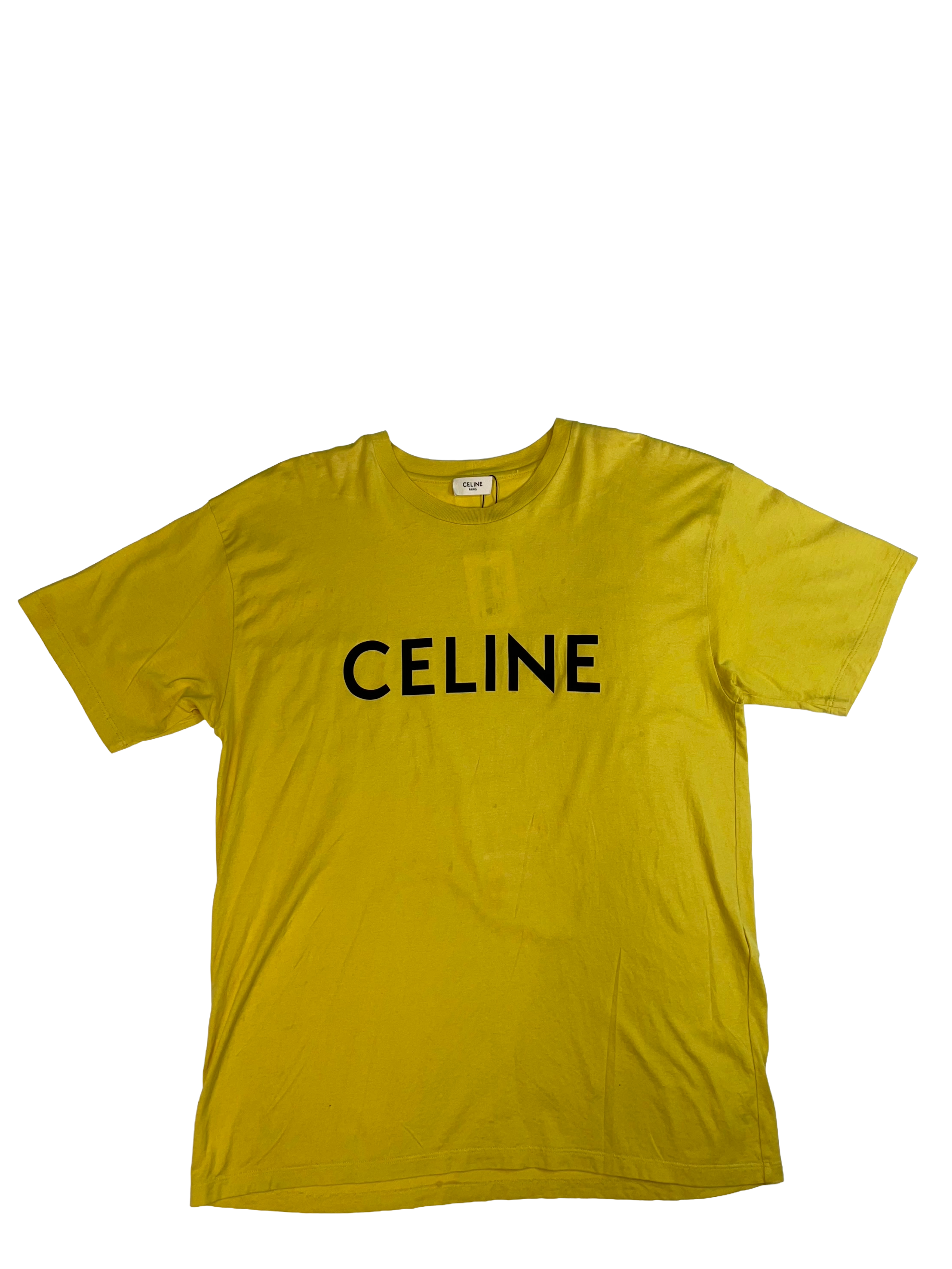 Celine Spellout Logo Lemon & Black Tee