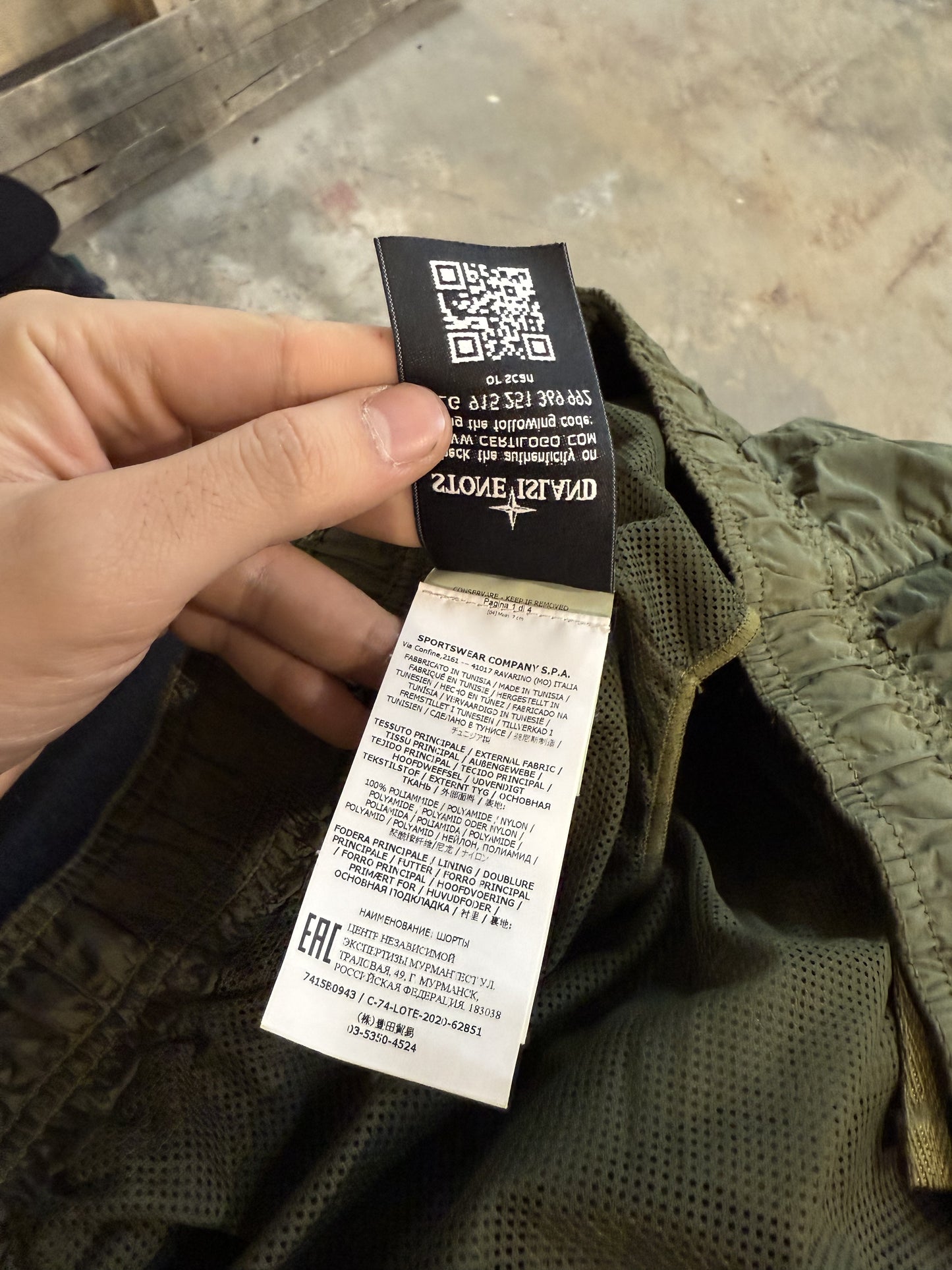 Stone Island Swim Trunks Olive Used Large