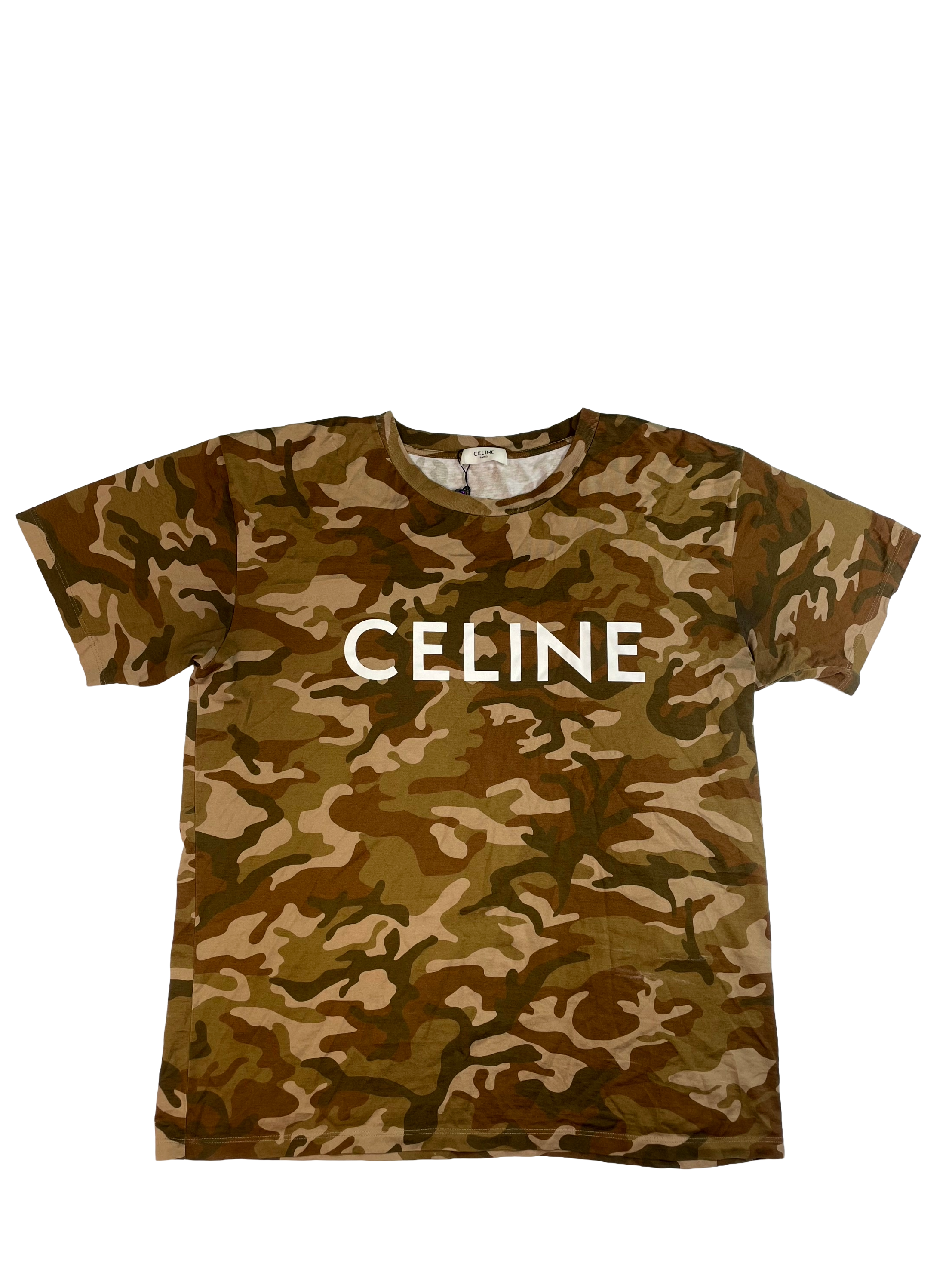 Celine Camo Spell Out Logo Multicolor Tee