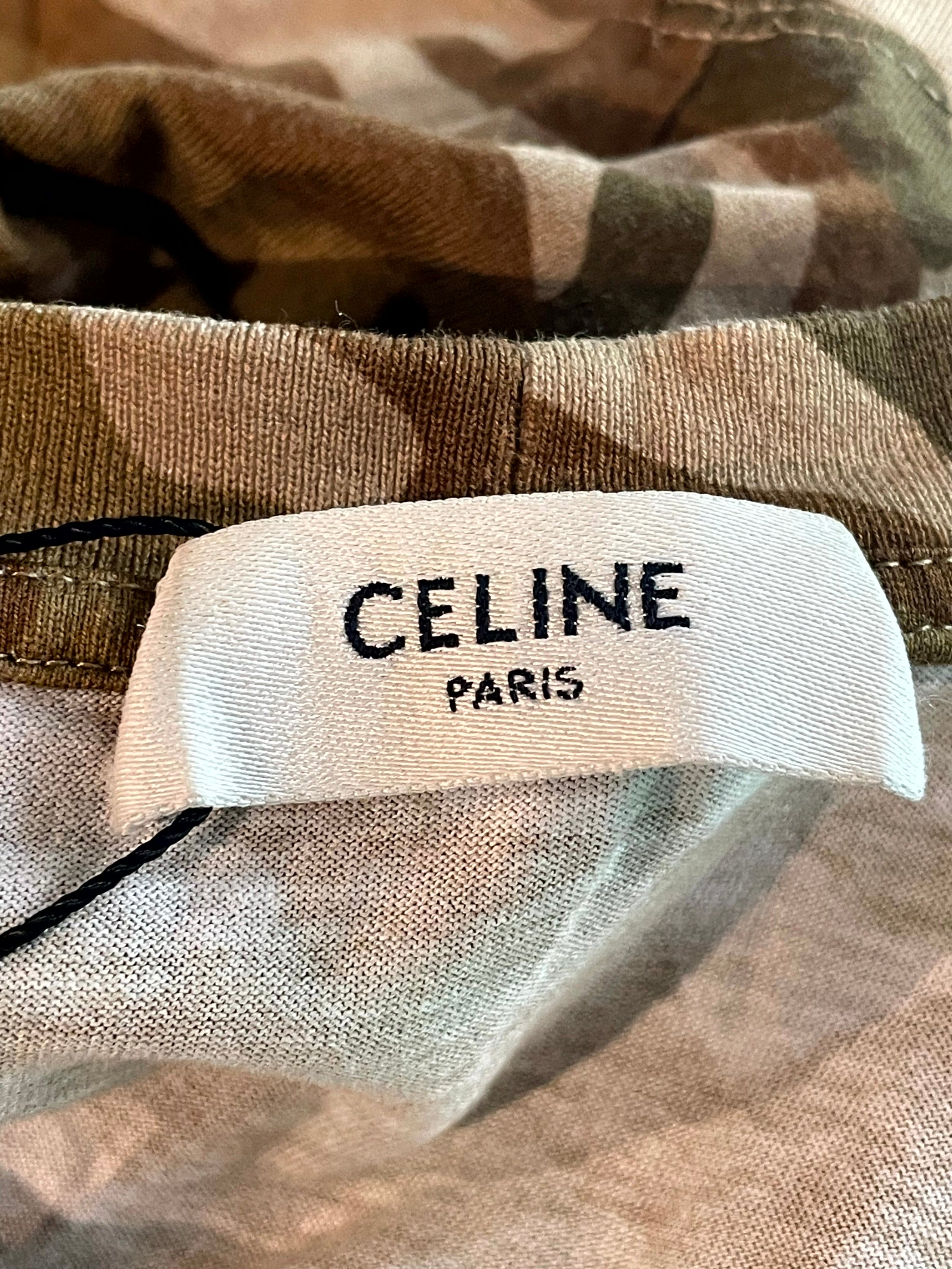 Celine Camo Spell Out Logo Multicolor Tee