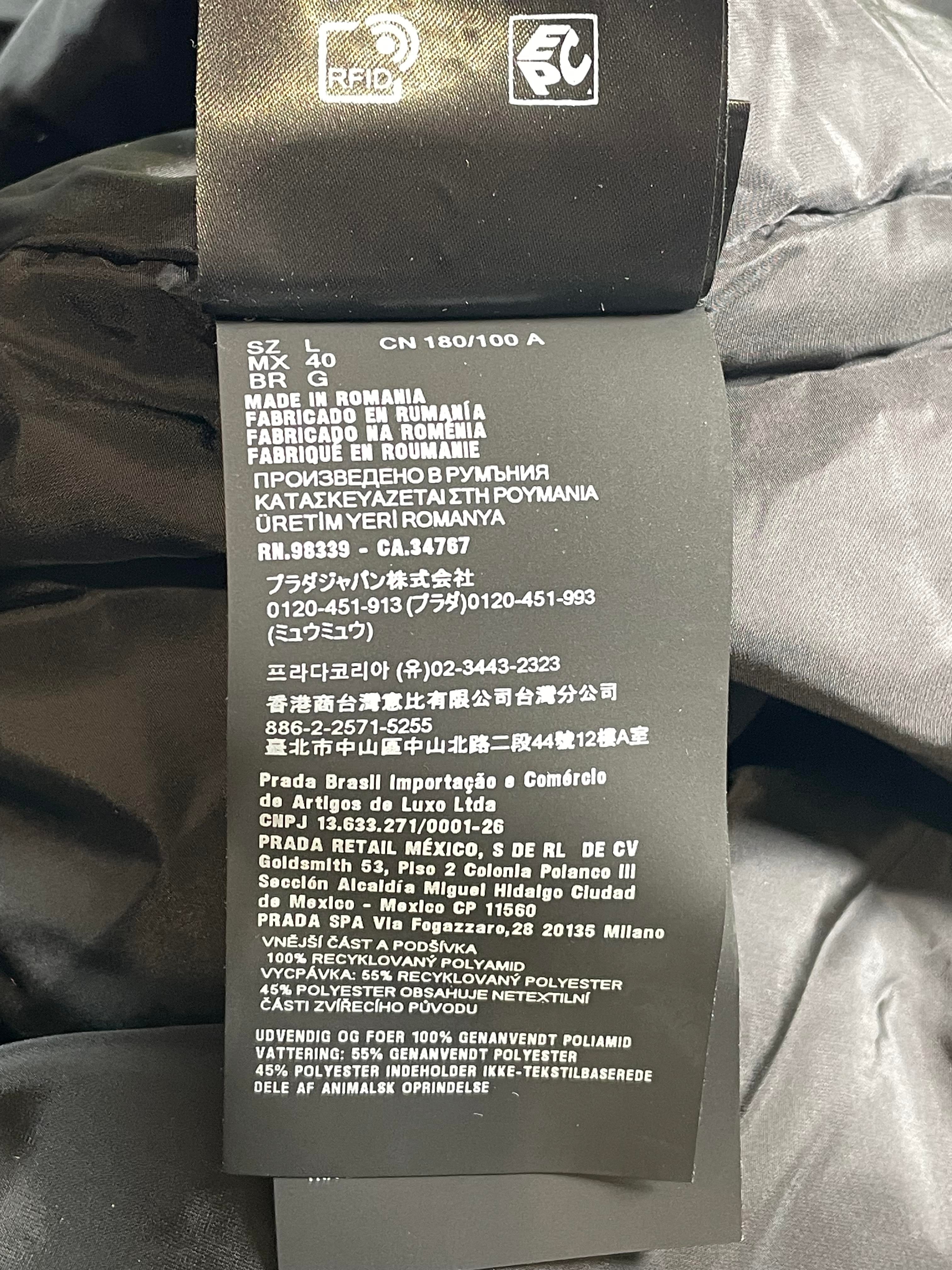 Prada Light Re Nylon Padded Black Button Up Shirt