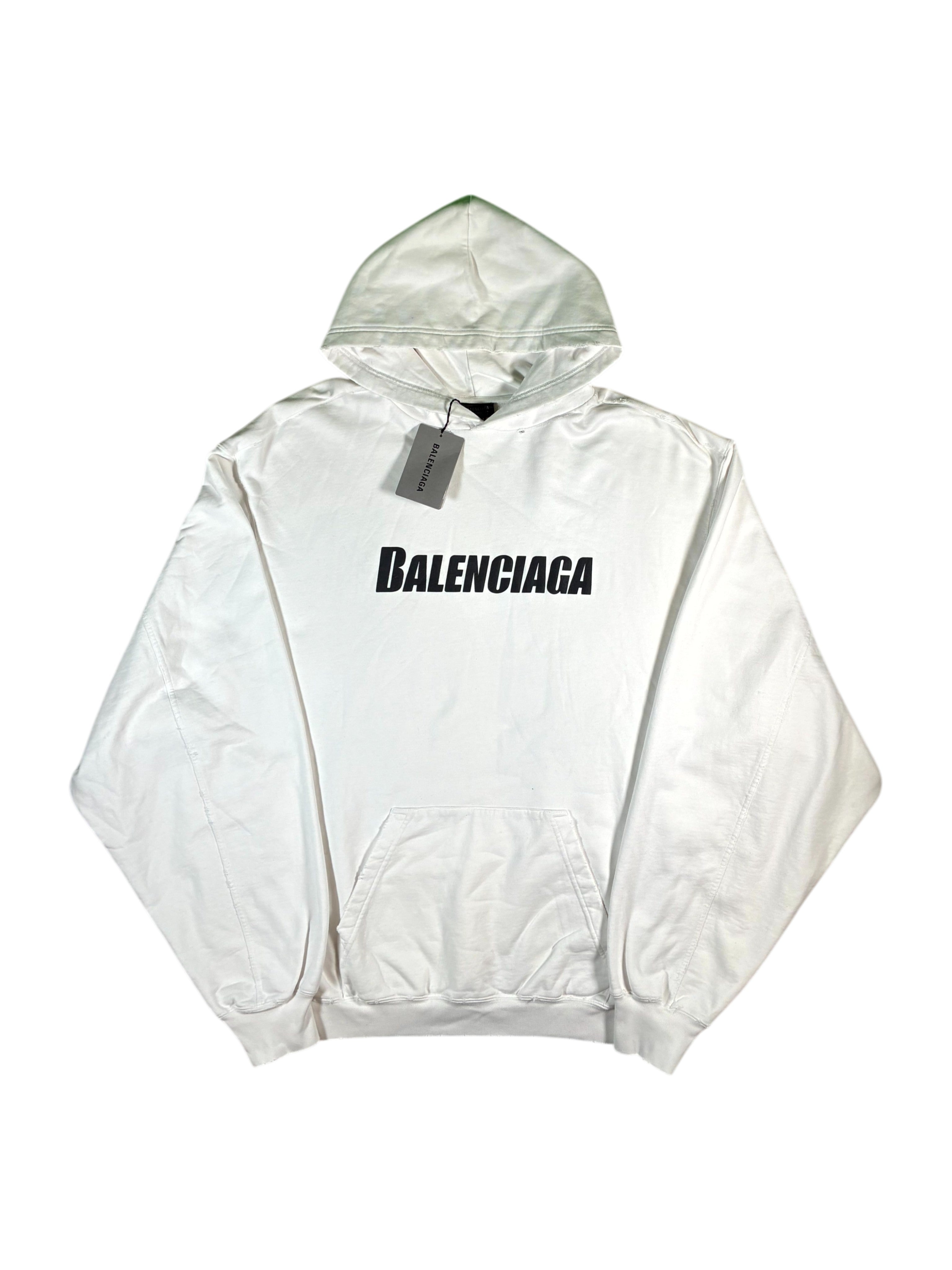 Balenciaga Crackle Logo White & Black Hoodie