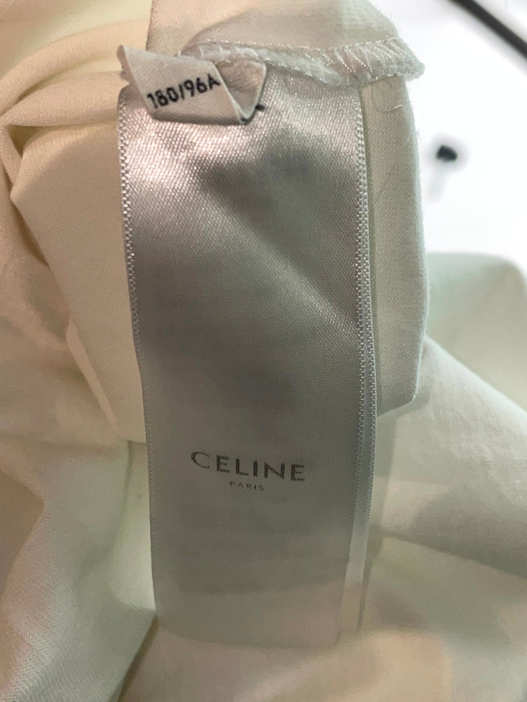 Celine Spellout Logo White, Pink & Yellow Tee