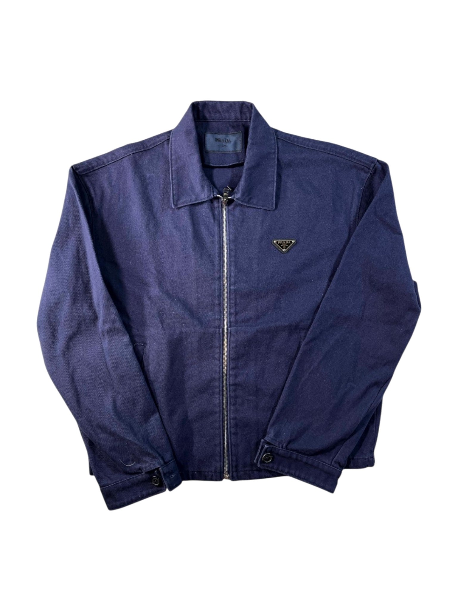 Prada Zip Up Denim Dark Blue Jacket