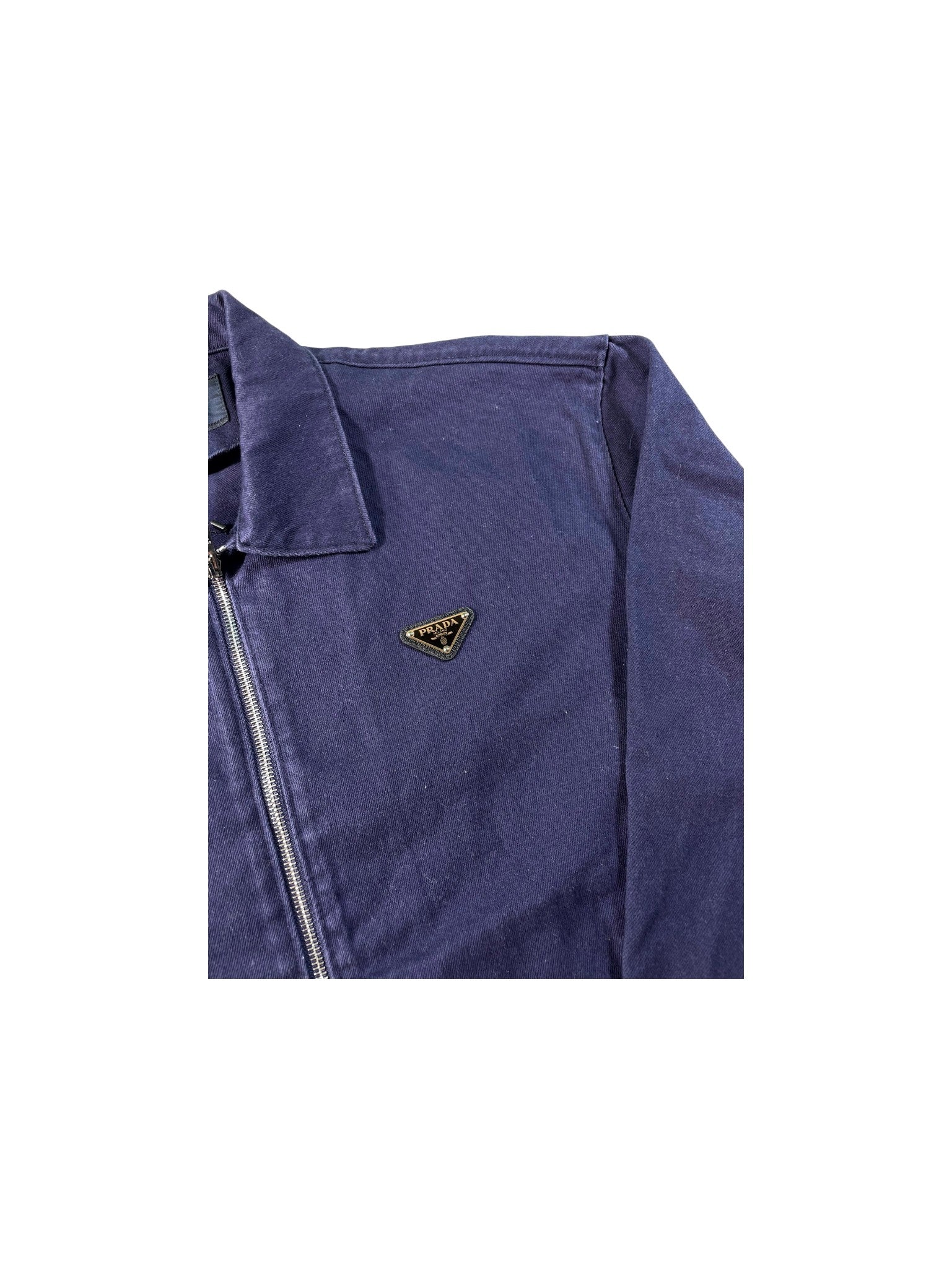 Prada Zip Up Denim Dark Blue Jacket