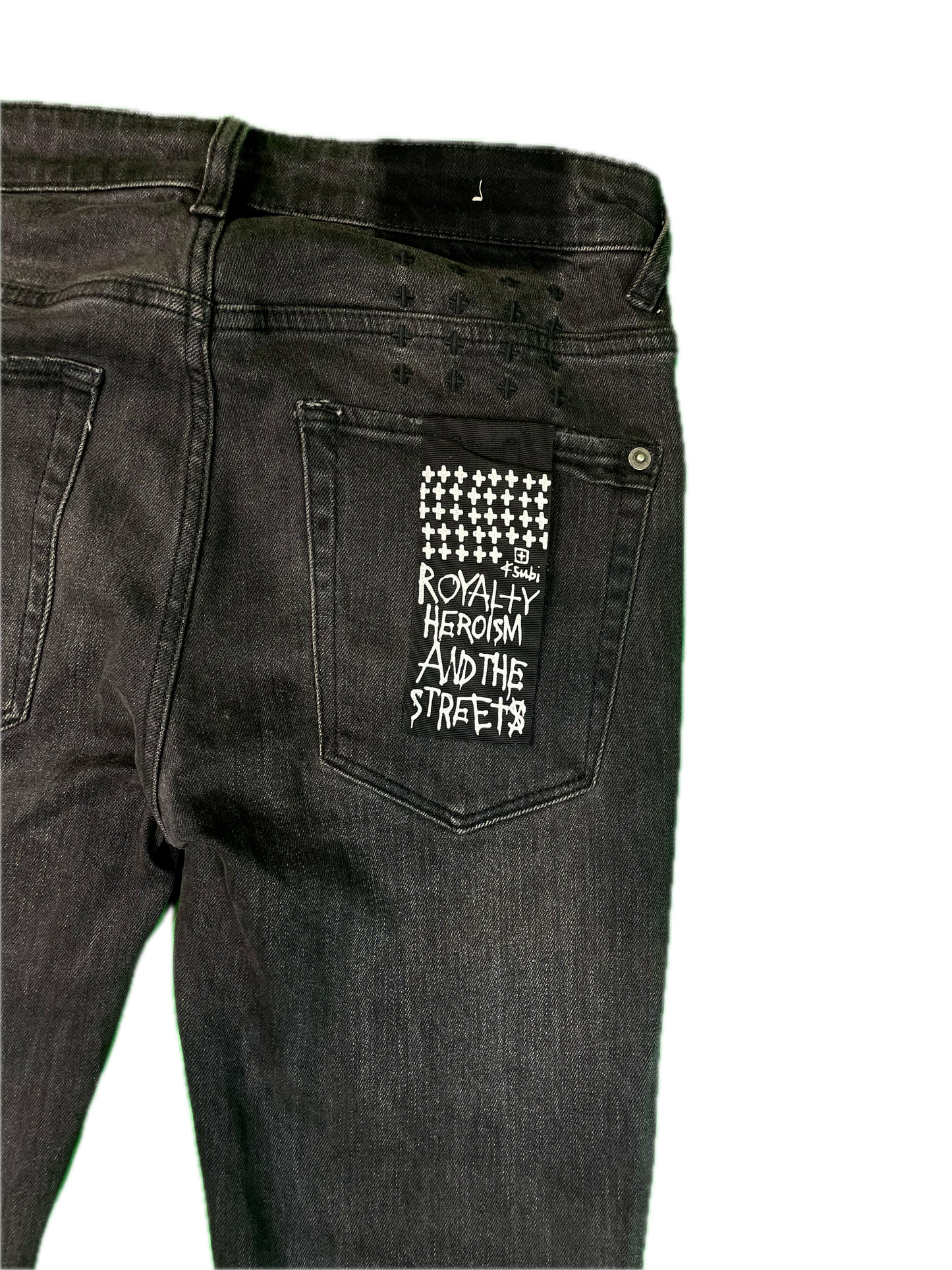 Ksubi Light Washed Flare Zip Black Jeans