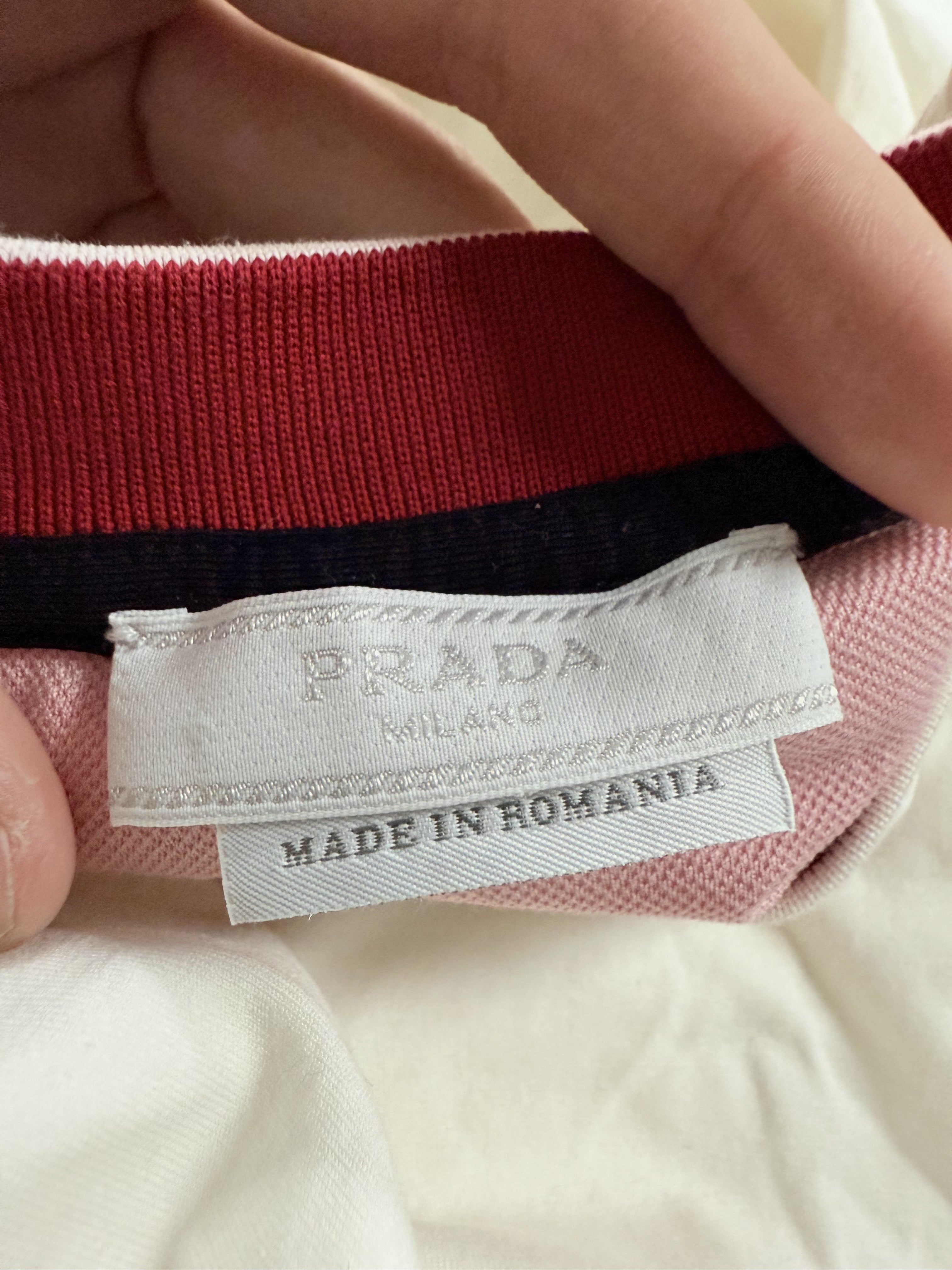 Prada Pocket Logo Tee White Red Used XL