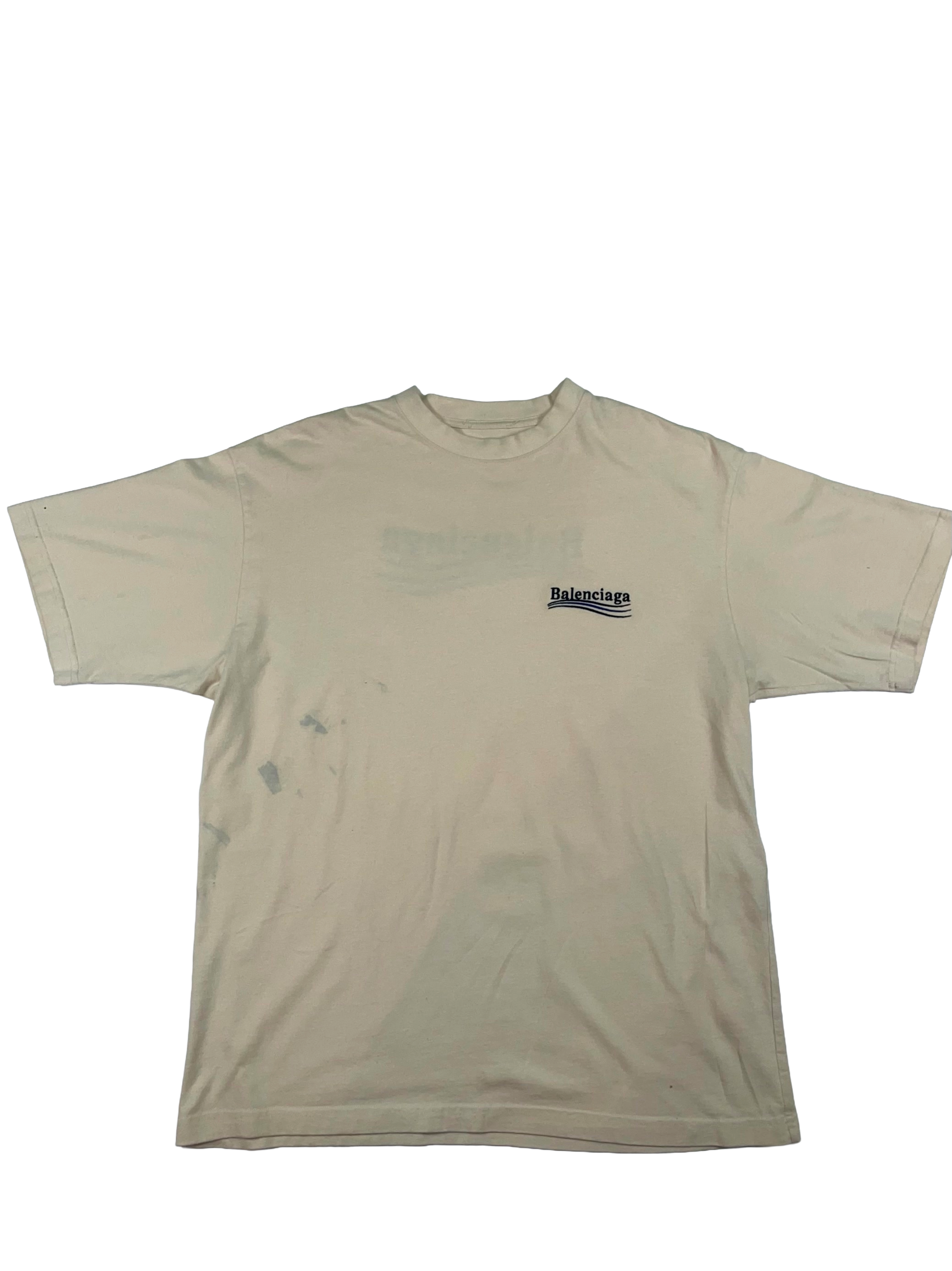Balenciaga Logo Cream & Black Tee