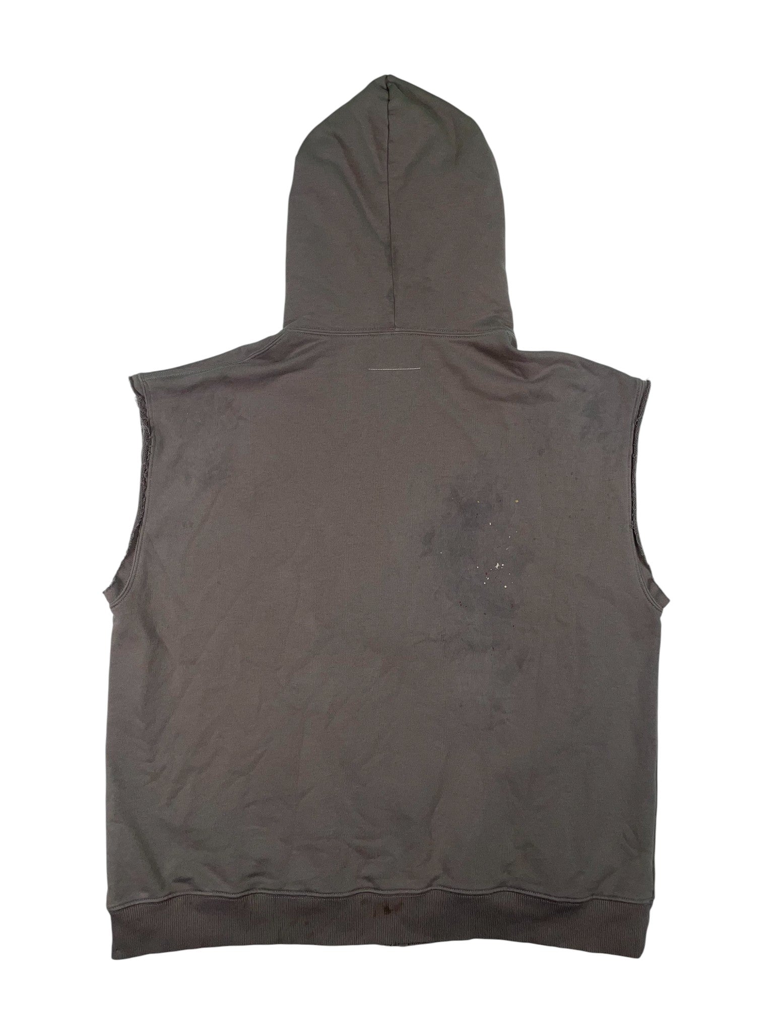 Maison Margiela 'Splatter' Grey Sleeveless Zip Up Hoodie