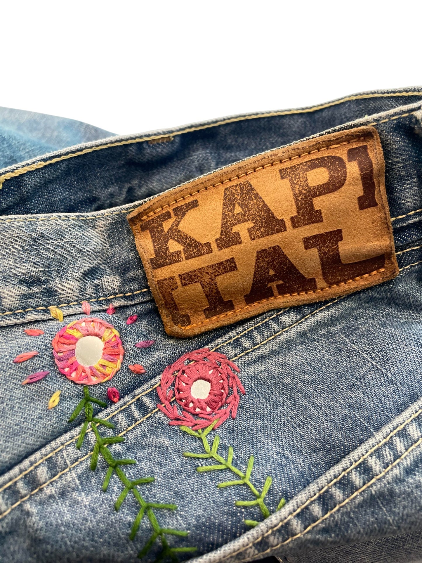 Kapital Patchwork Denim Light Wash Jeans