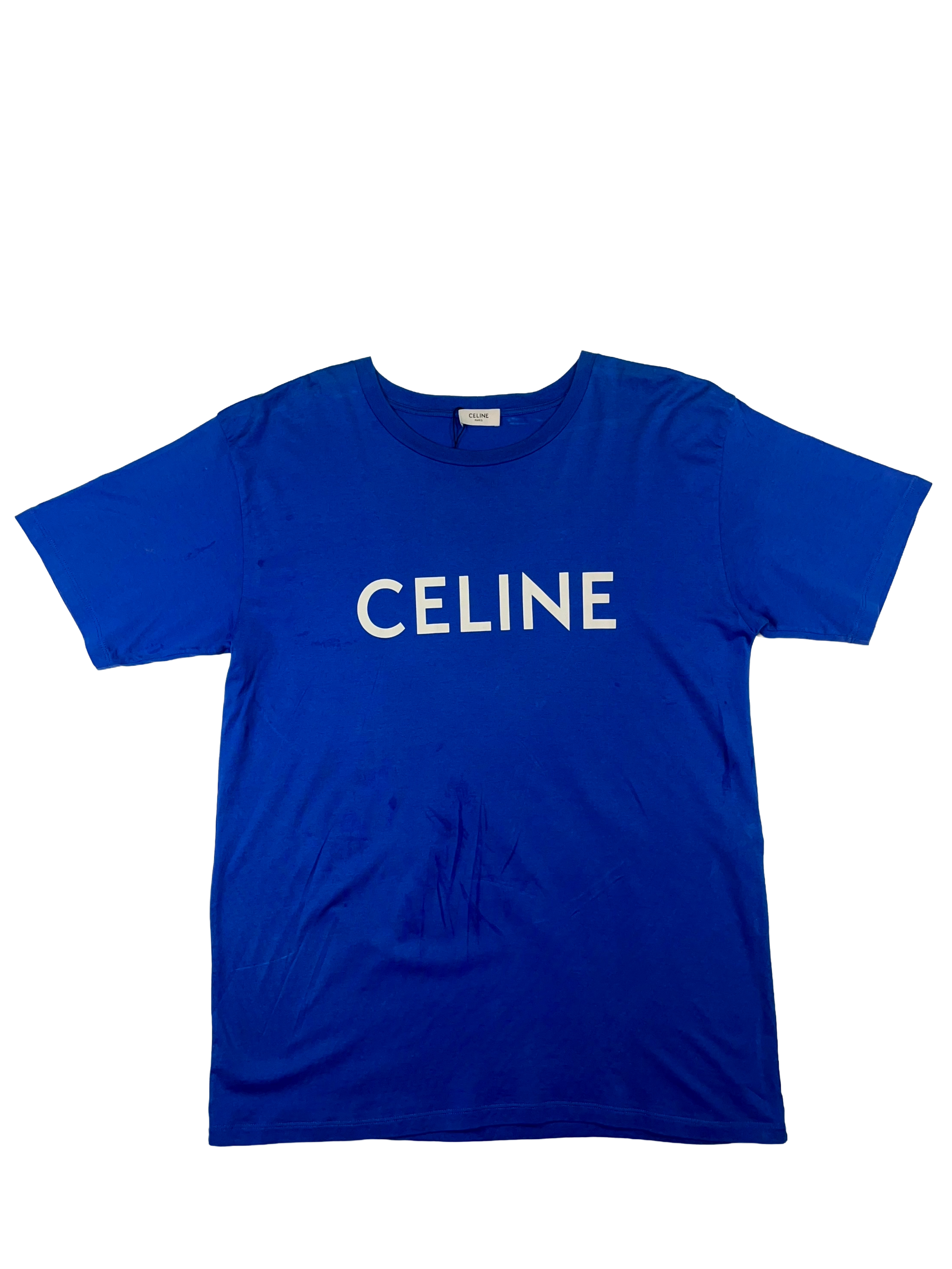 Celine "Spellout Logo" Blue & White Tee