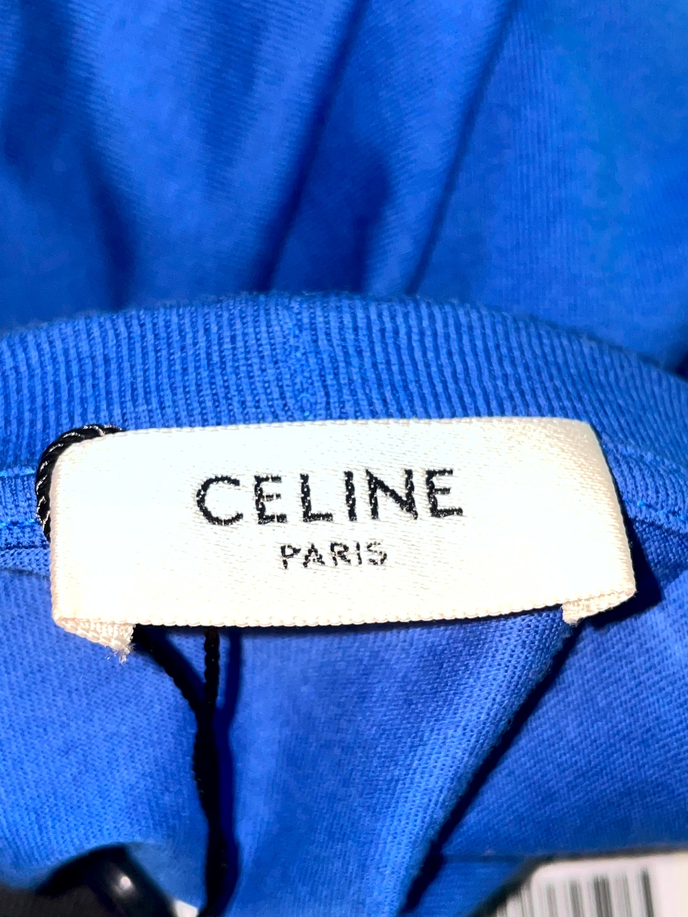 Celine "Spellout Logo" Blue & White Tee