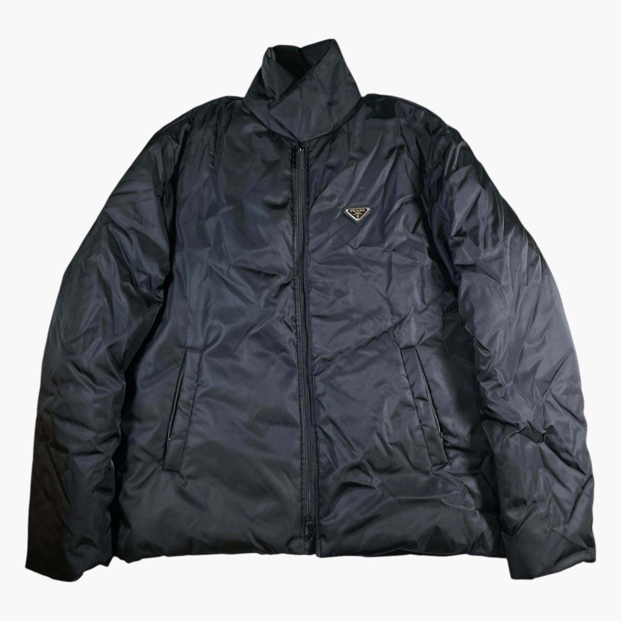 Prada Nylon Plaque Black Puffer Jacket