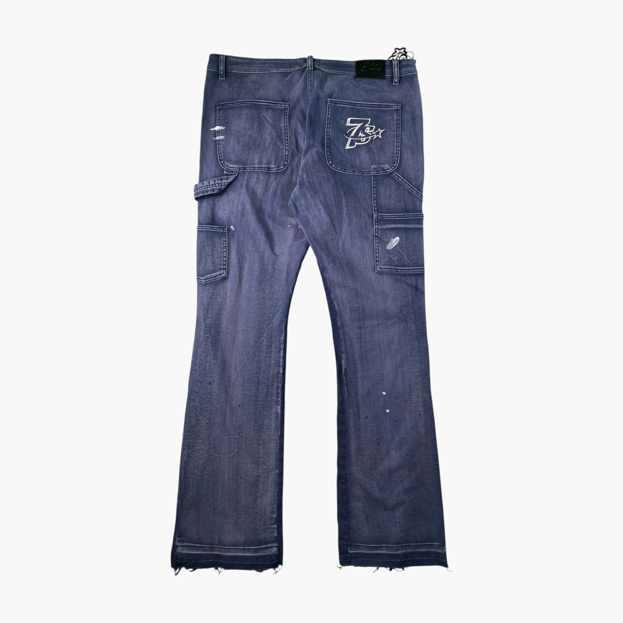 Triple Sevens 7 Flared Blue Denim Pants