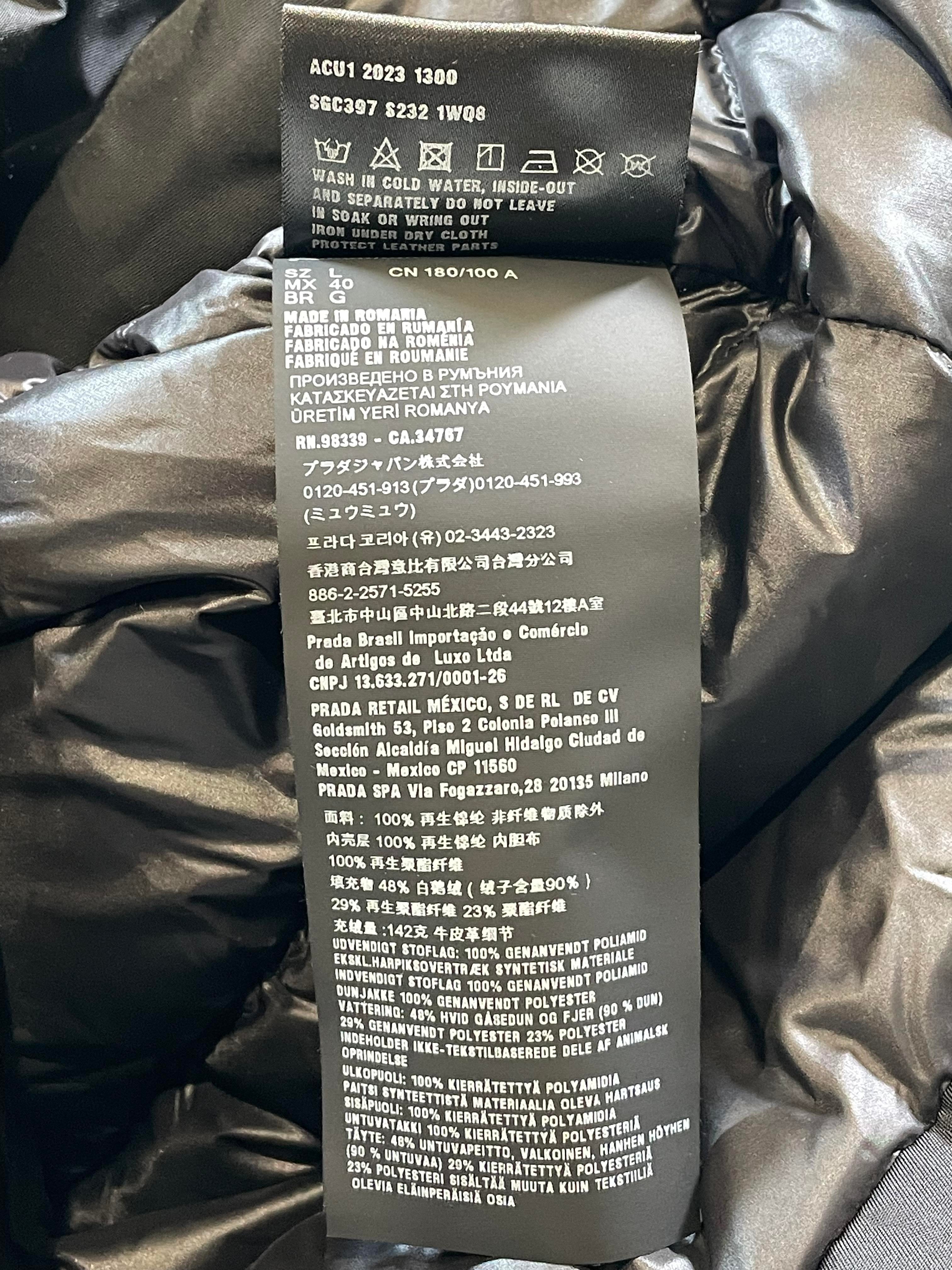 Prada Nylon Plaque Black Puffer Jacket