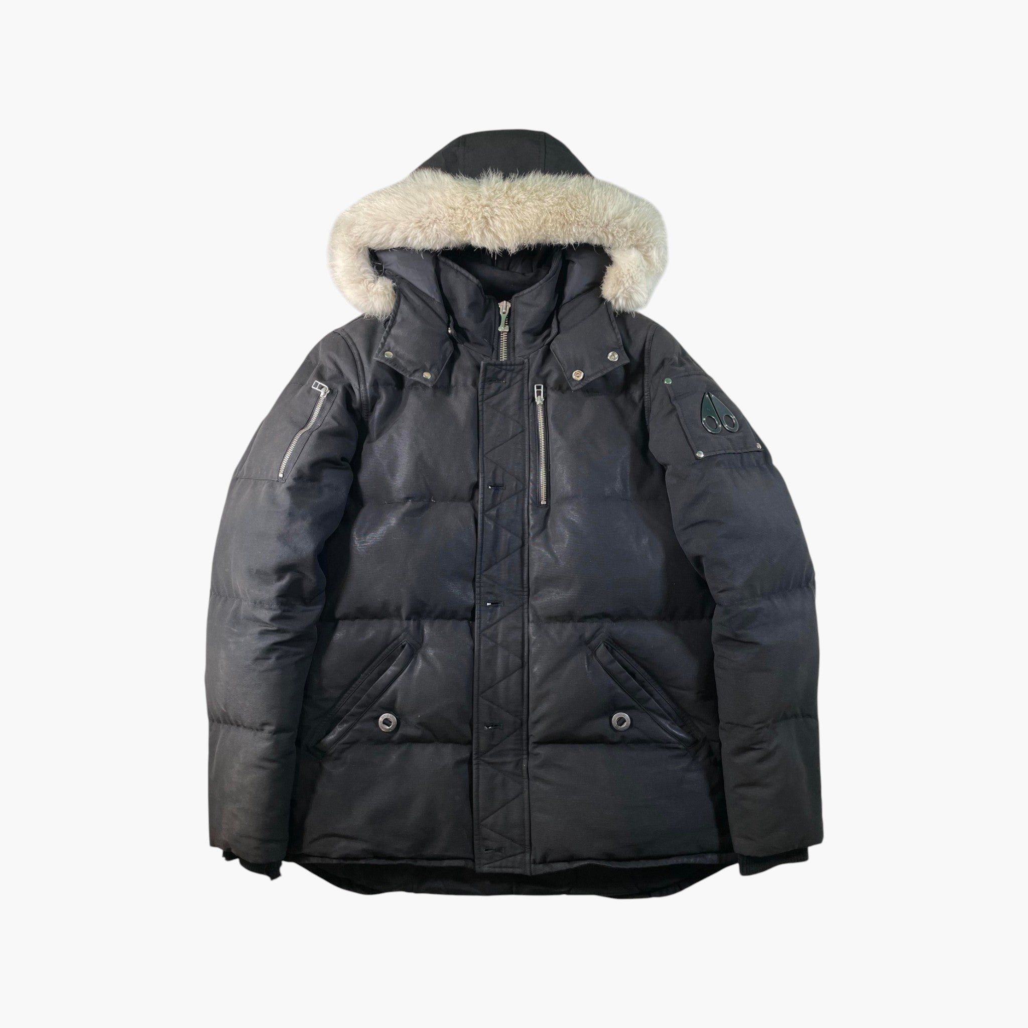 Moose Knuckles 3Q White Fur Black Jacket