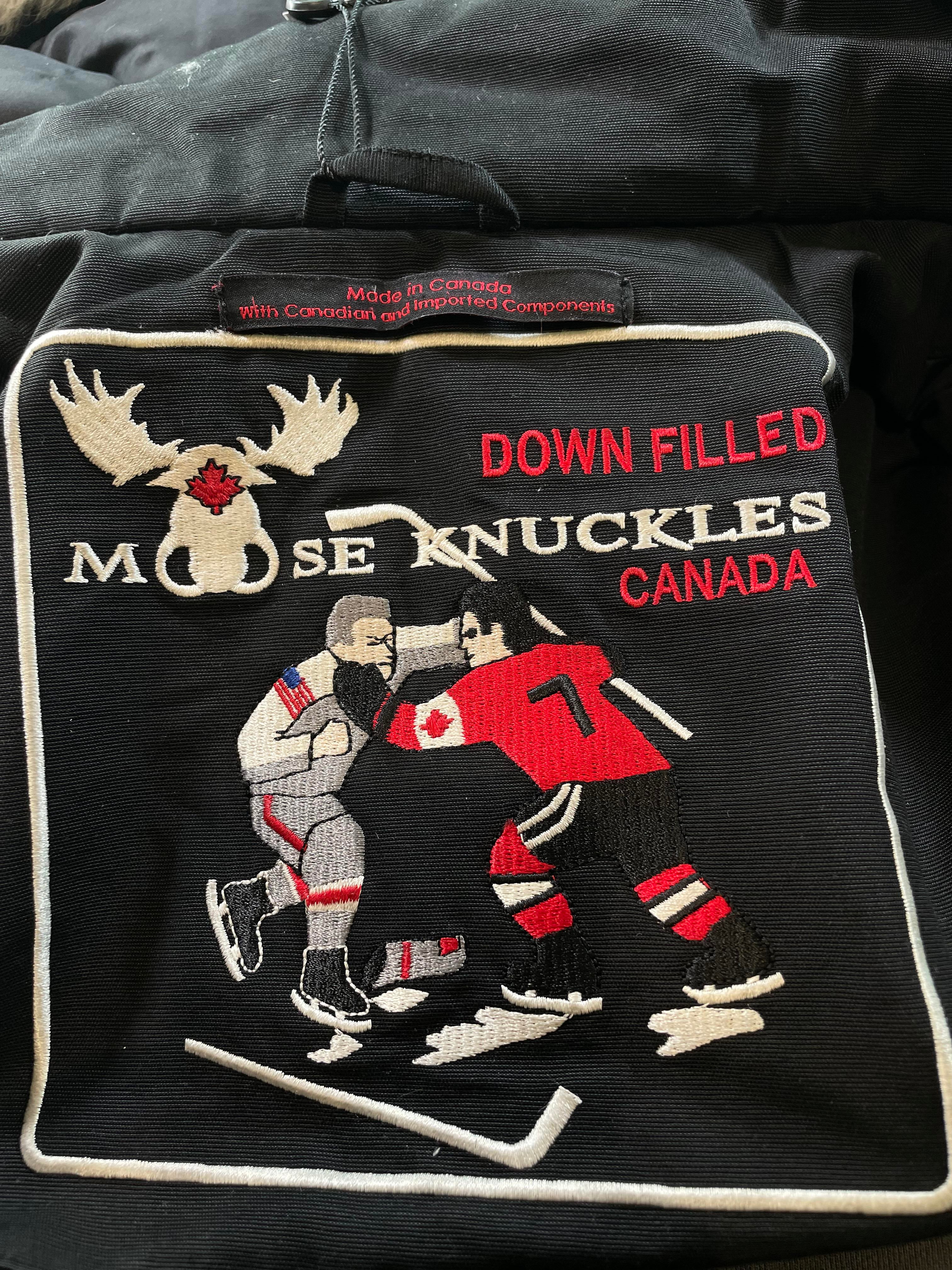 Moose Knuckles 3Q White Fur Black Jacket