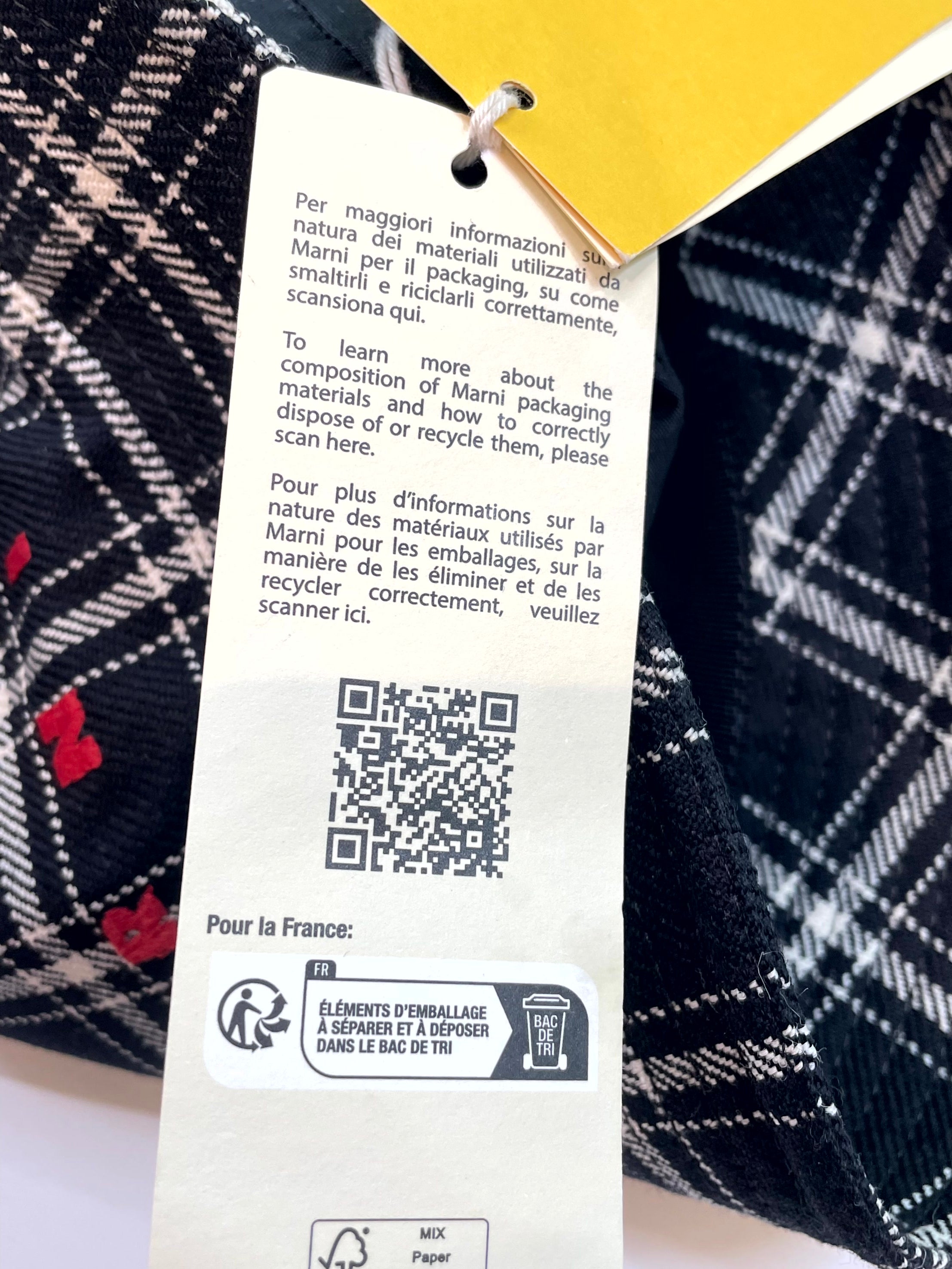 Marni Check Wool Flannel Bucket Black Hat