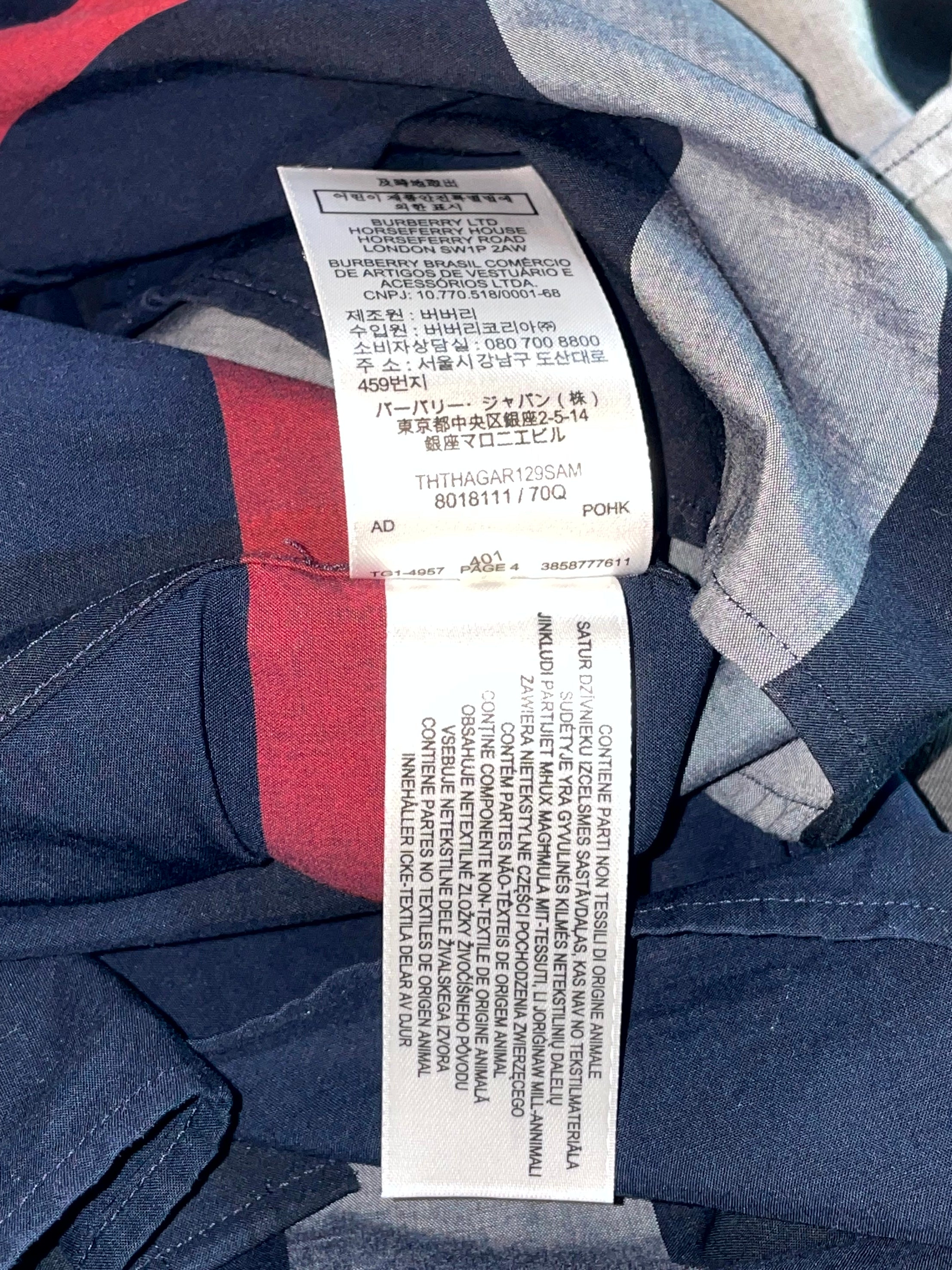 Burberry Button Up Navy Shirt