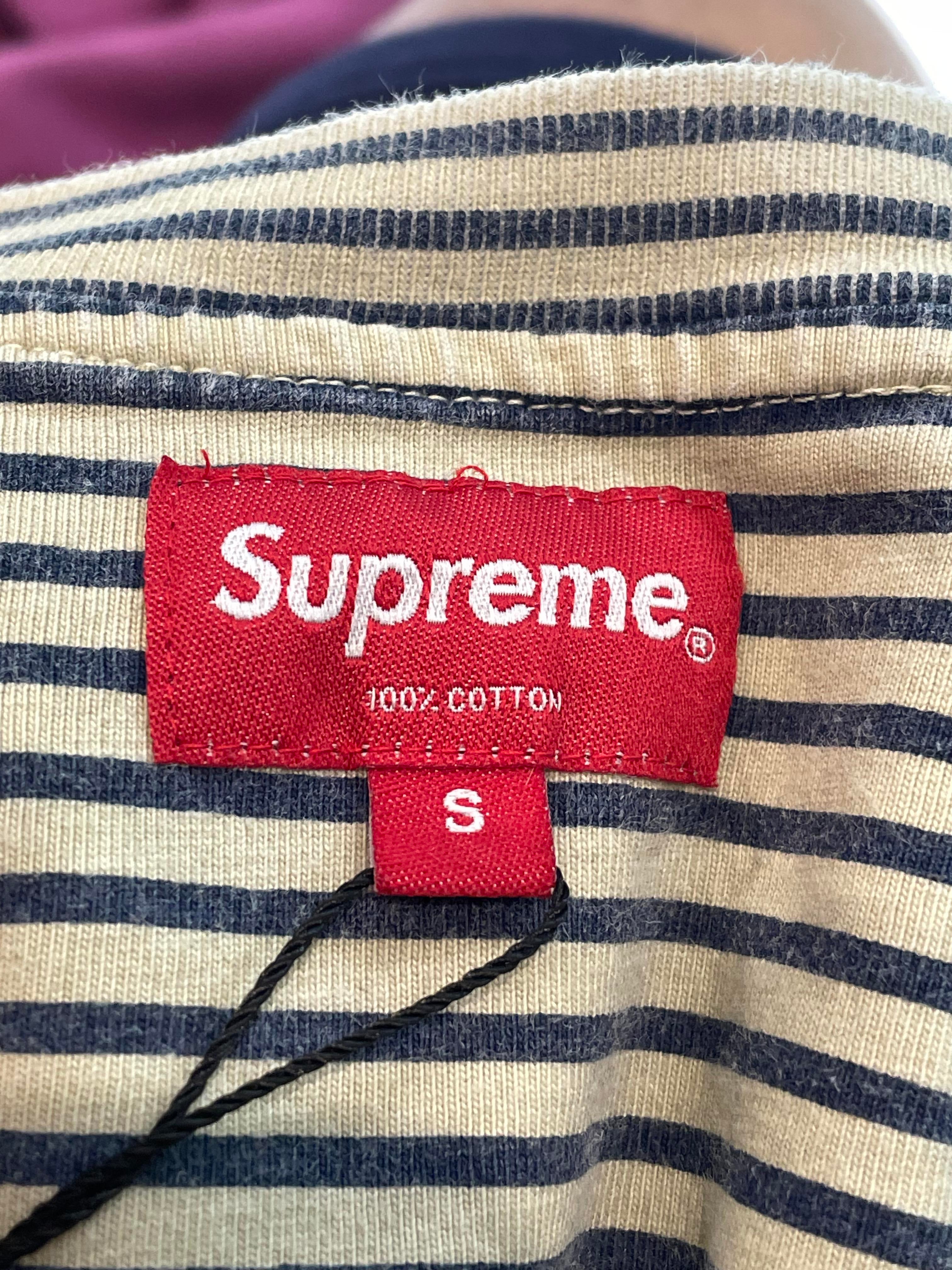 Supreme Navy & Cream Striped LS Tee
