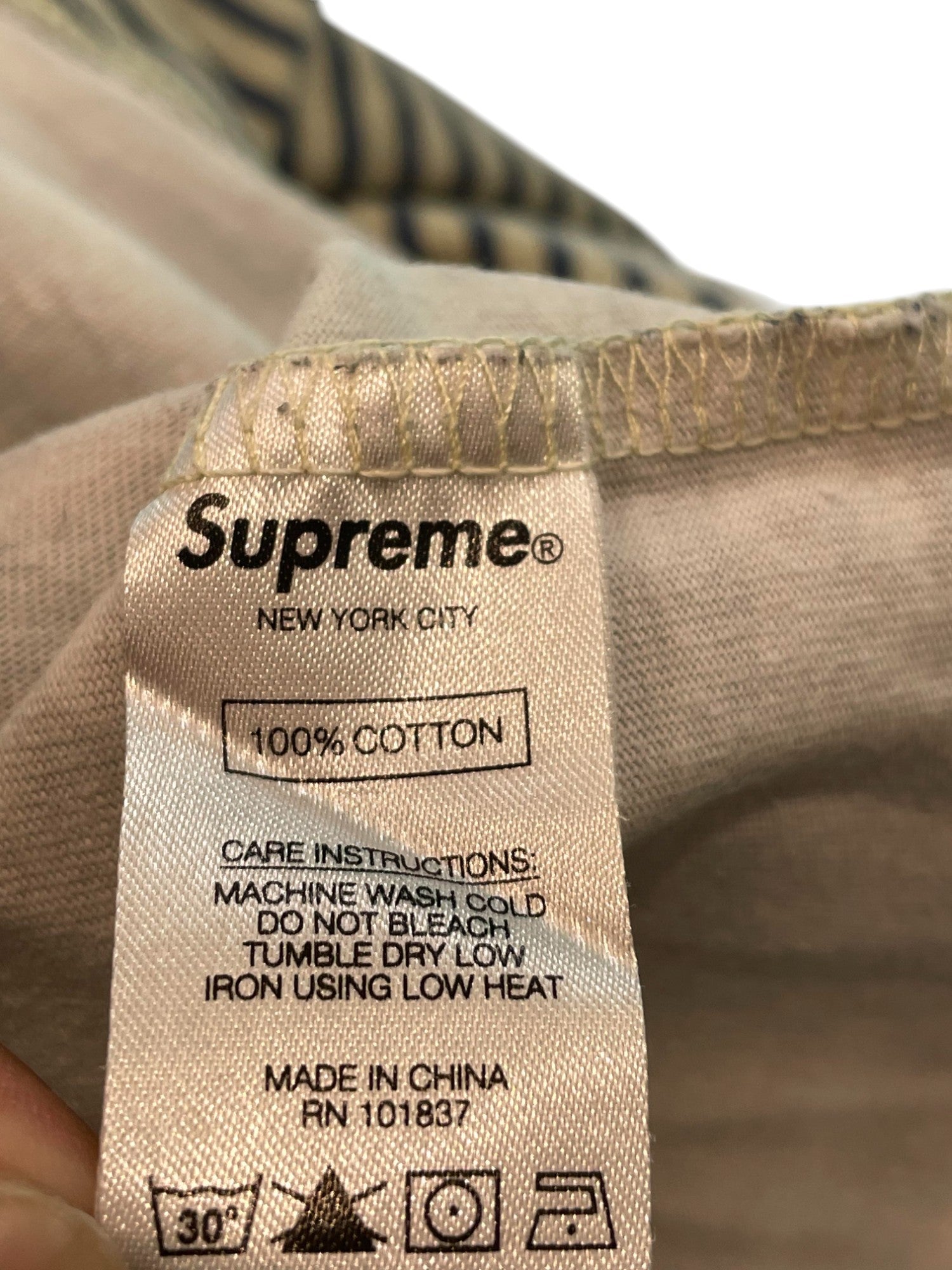 Supreme Navy & Cream Striped LS Tee