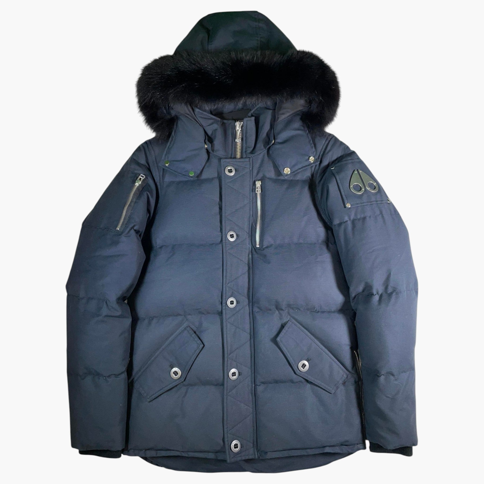 Moose Knuckles 3Q Navy & Black Fur Parka Jacket