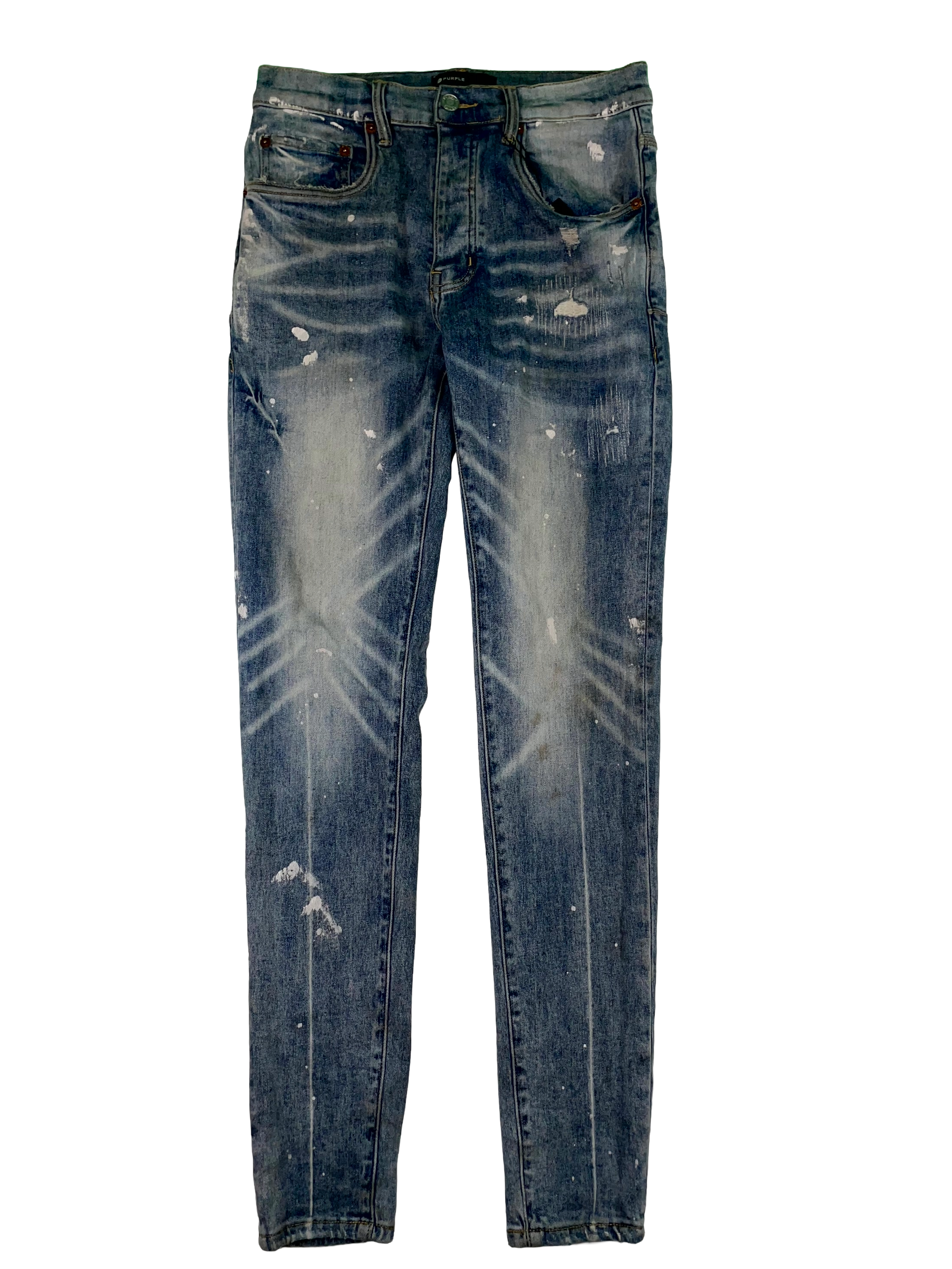 Purple Brand Splatter Light Wash & White Jeans