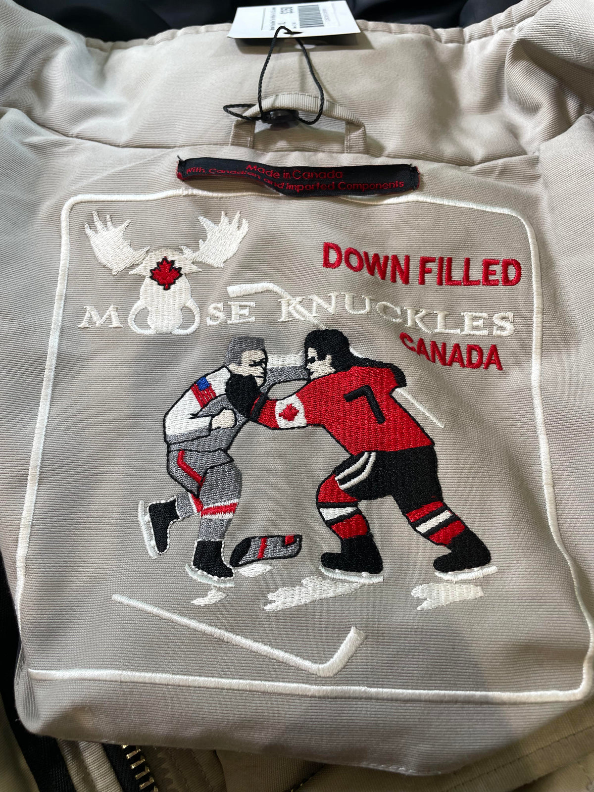 Moose Knuckles 3Q White Fur Tan Jacket