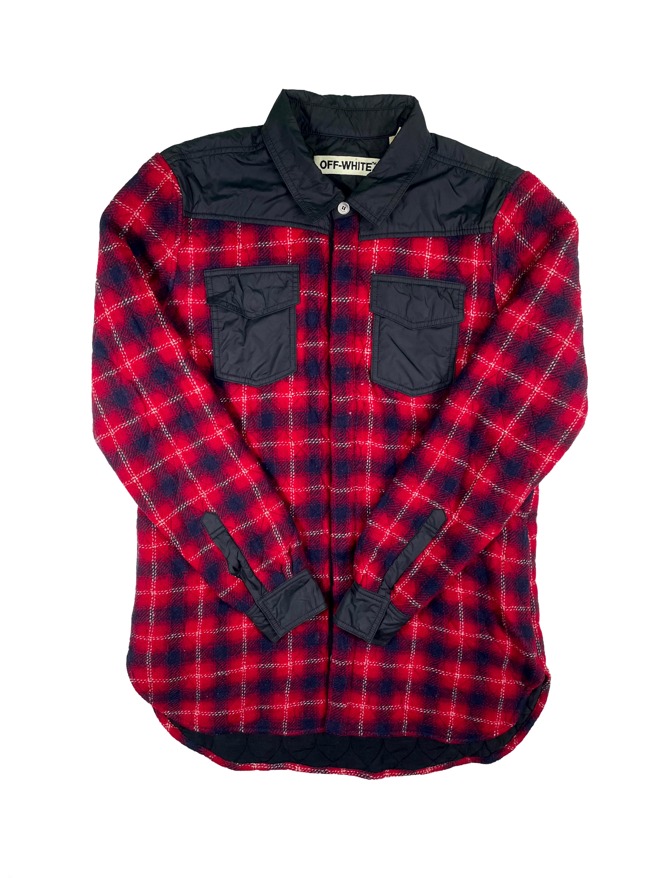Off White Plaid Red & Black Padded Jacket