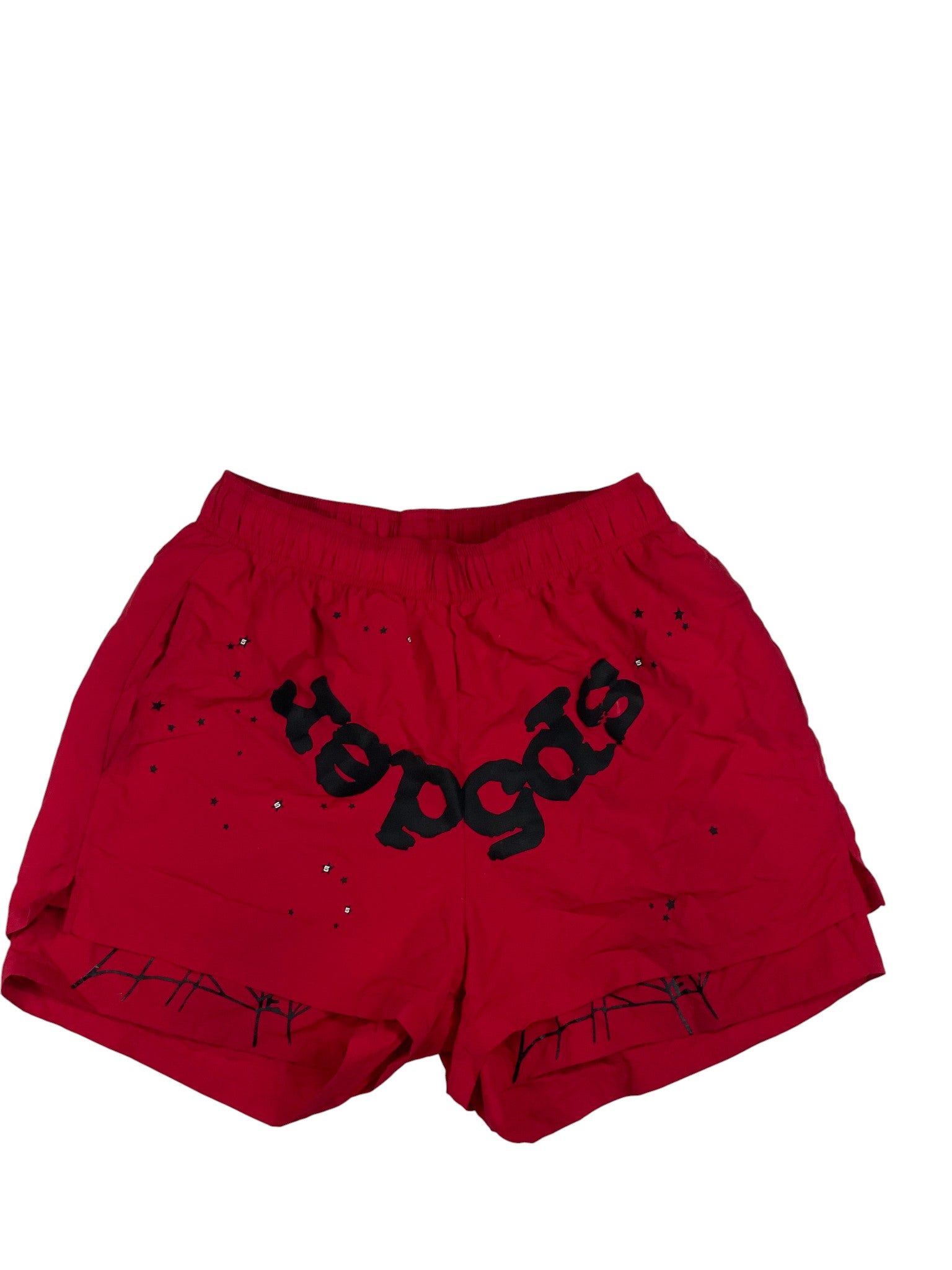 Sp5der Red & Black Double Layer Shorts