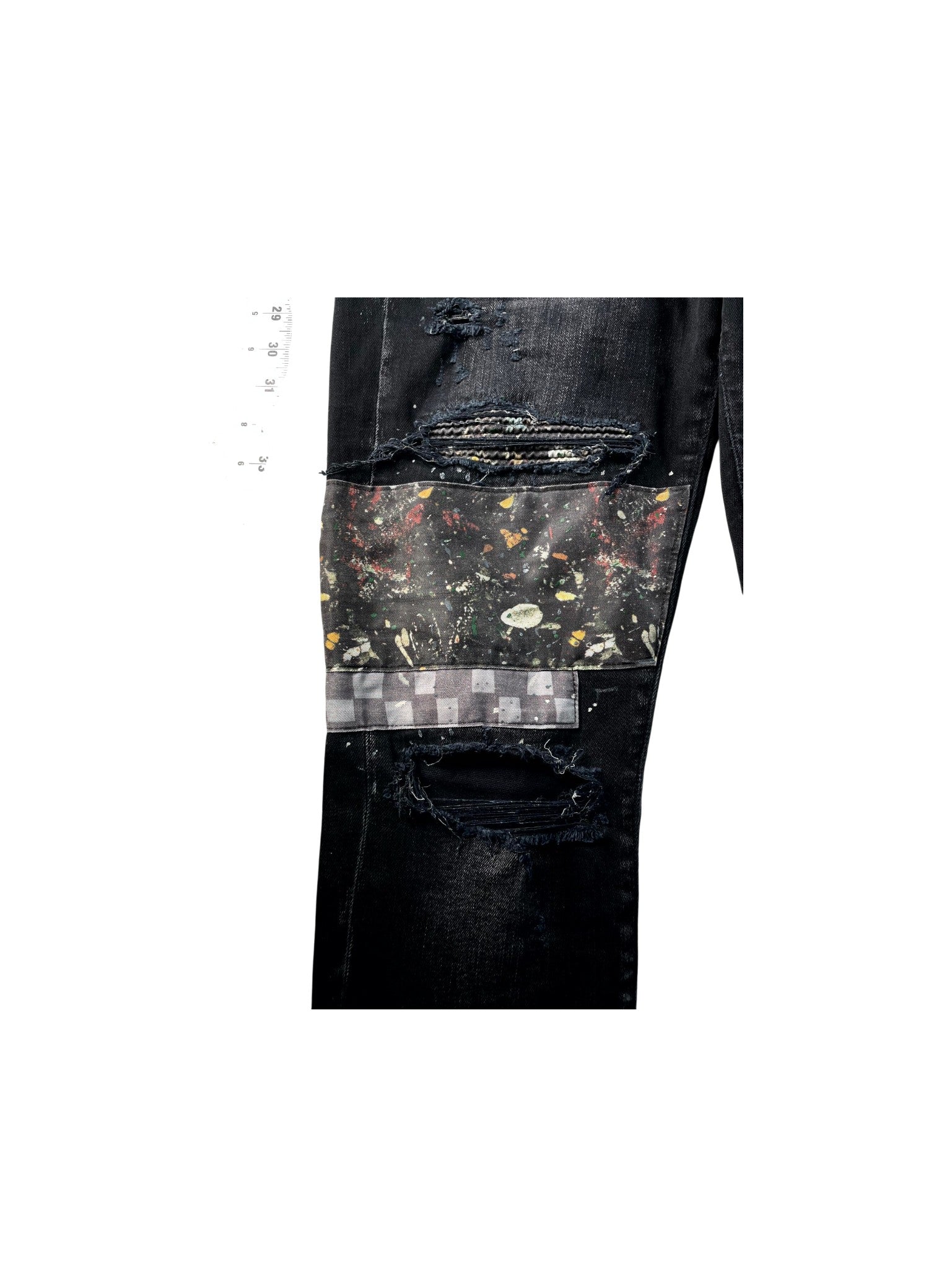 Amiri "Paint Splatter Art Patchwork" Black Wash Jeans