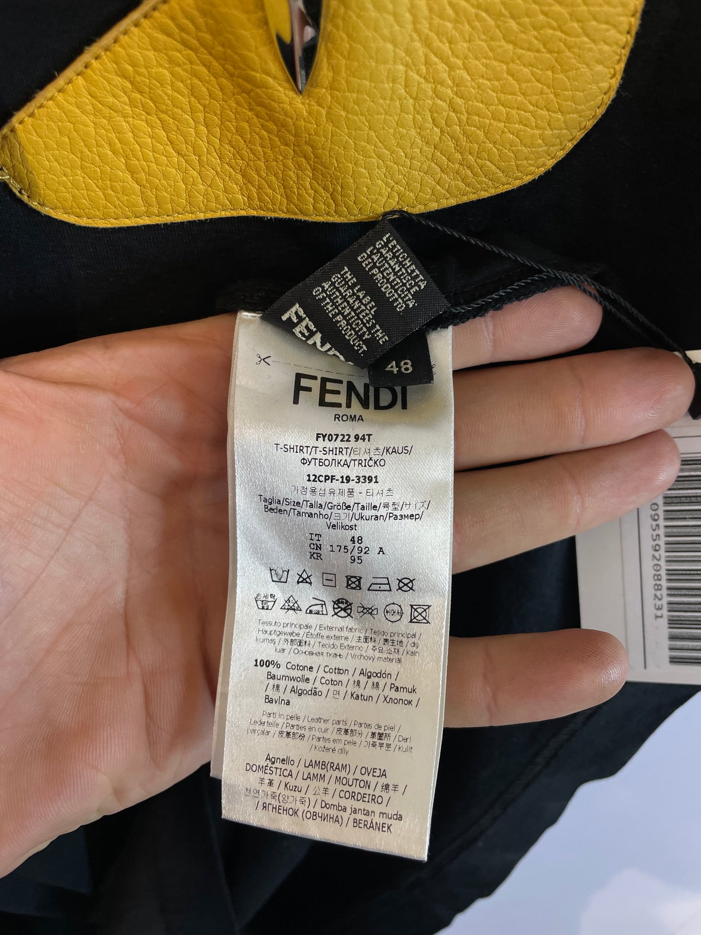 Fendi Monster Eyes Tee Black Yellow Used 48 (Small)