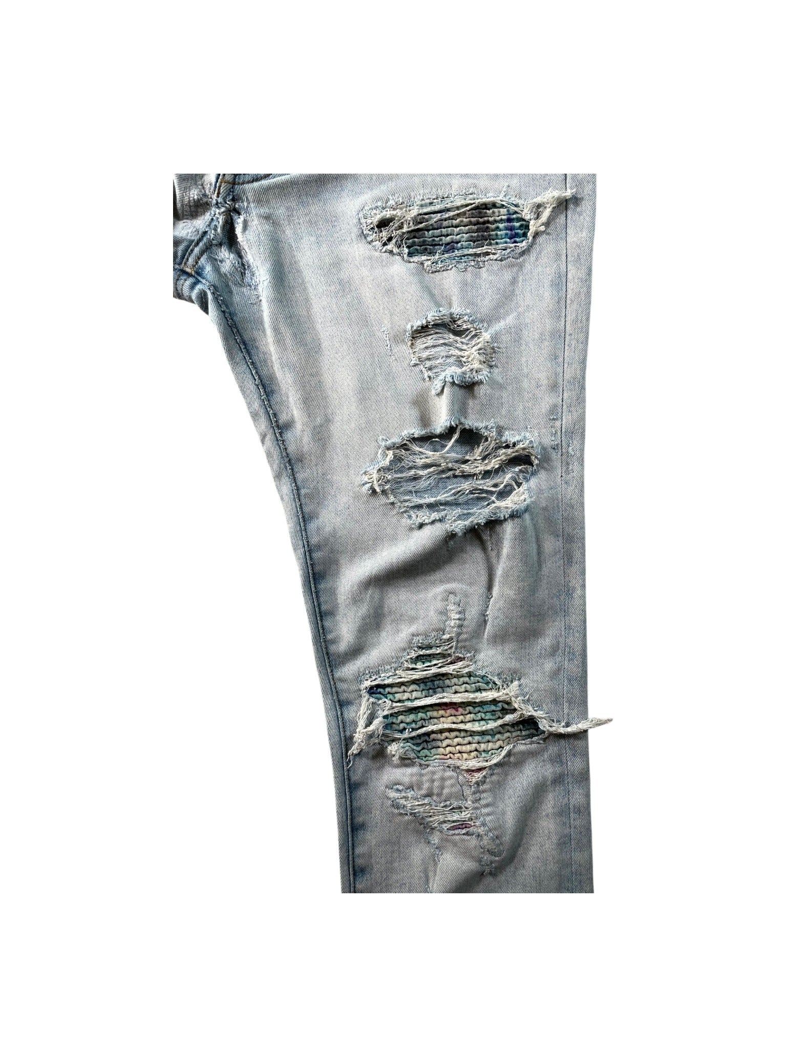 Amiri Tie Dye Patch "MX1" Light Wash Jeans