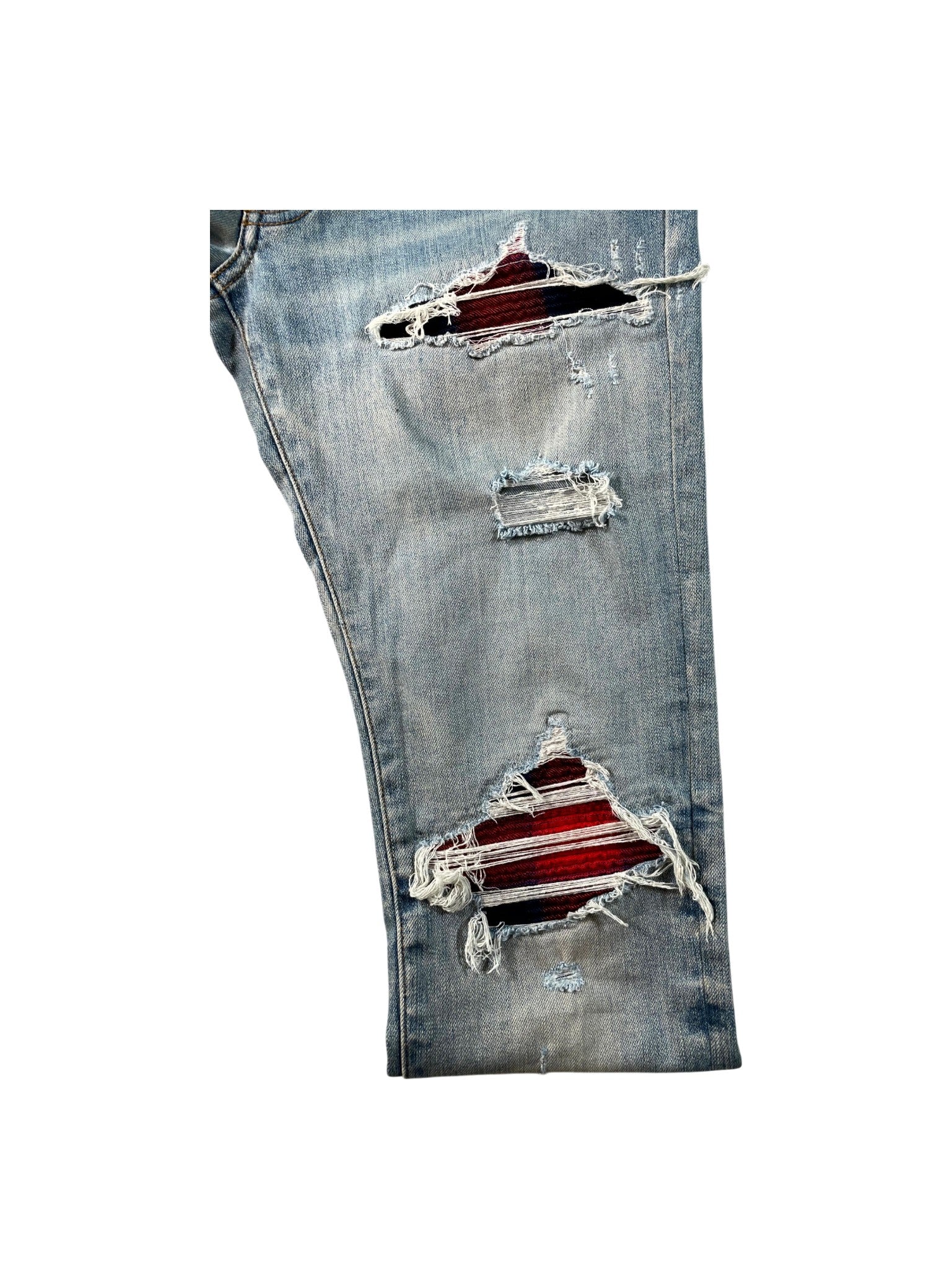 Amiri "MX1" Patch Light Wash, Baby Blue & Red Jeans
