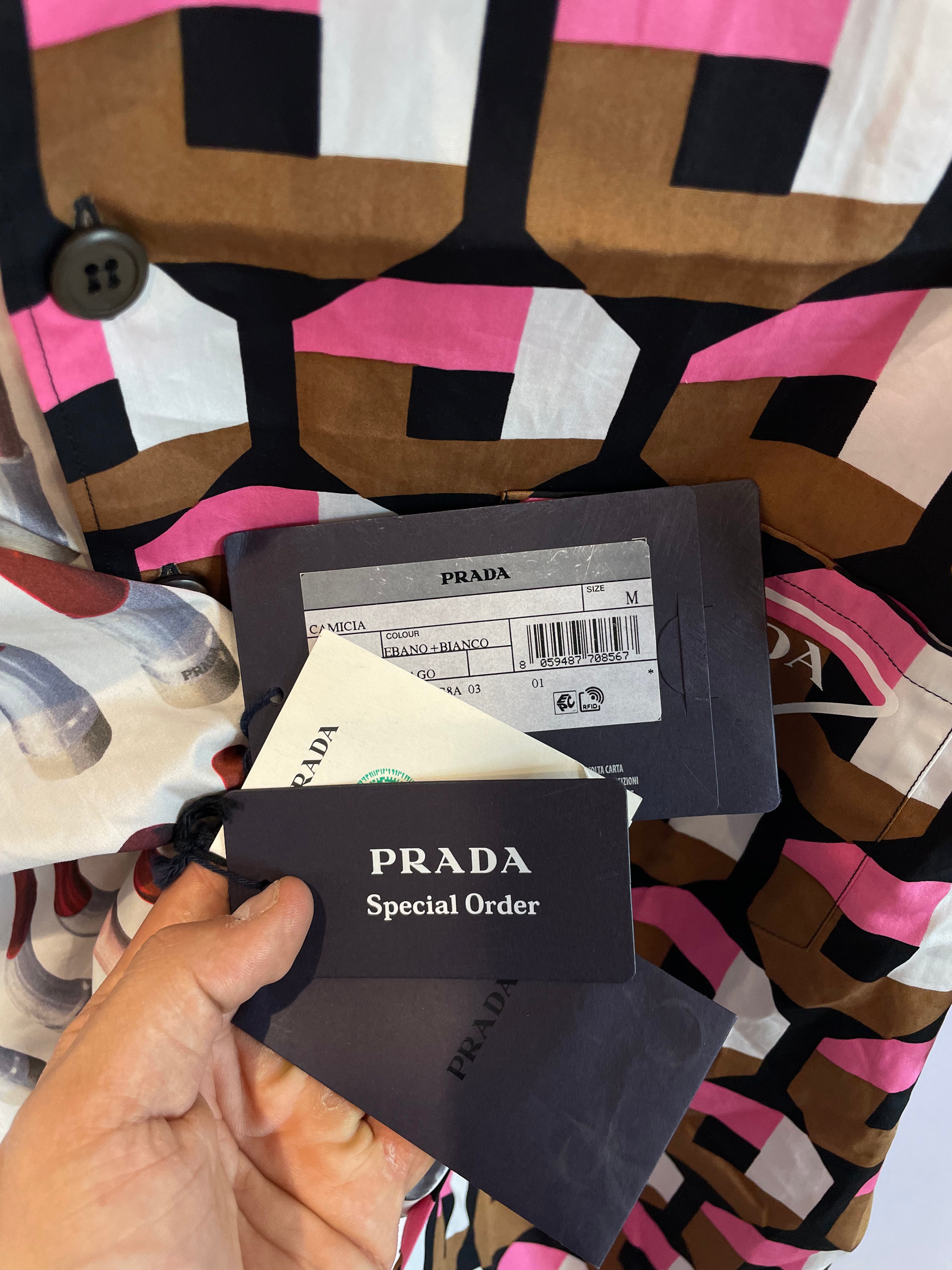 Prada Button Up Brown Pink New With Tags Medium