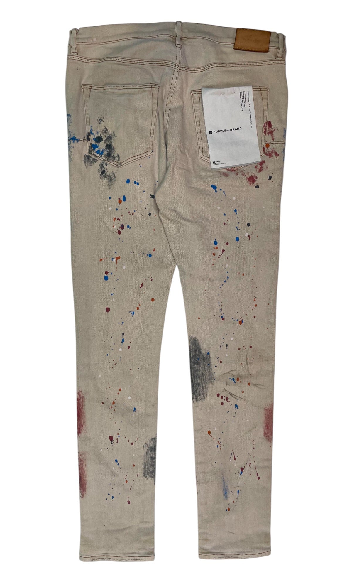 Purple Brand Paint Splatter Tan Jeans