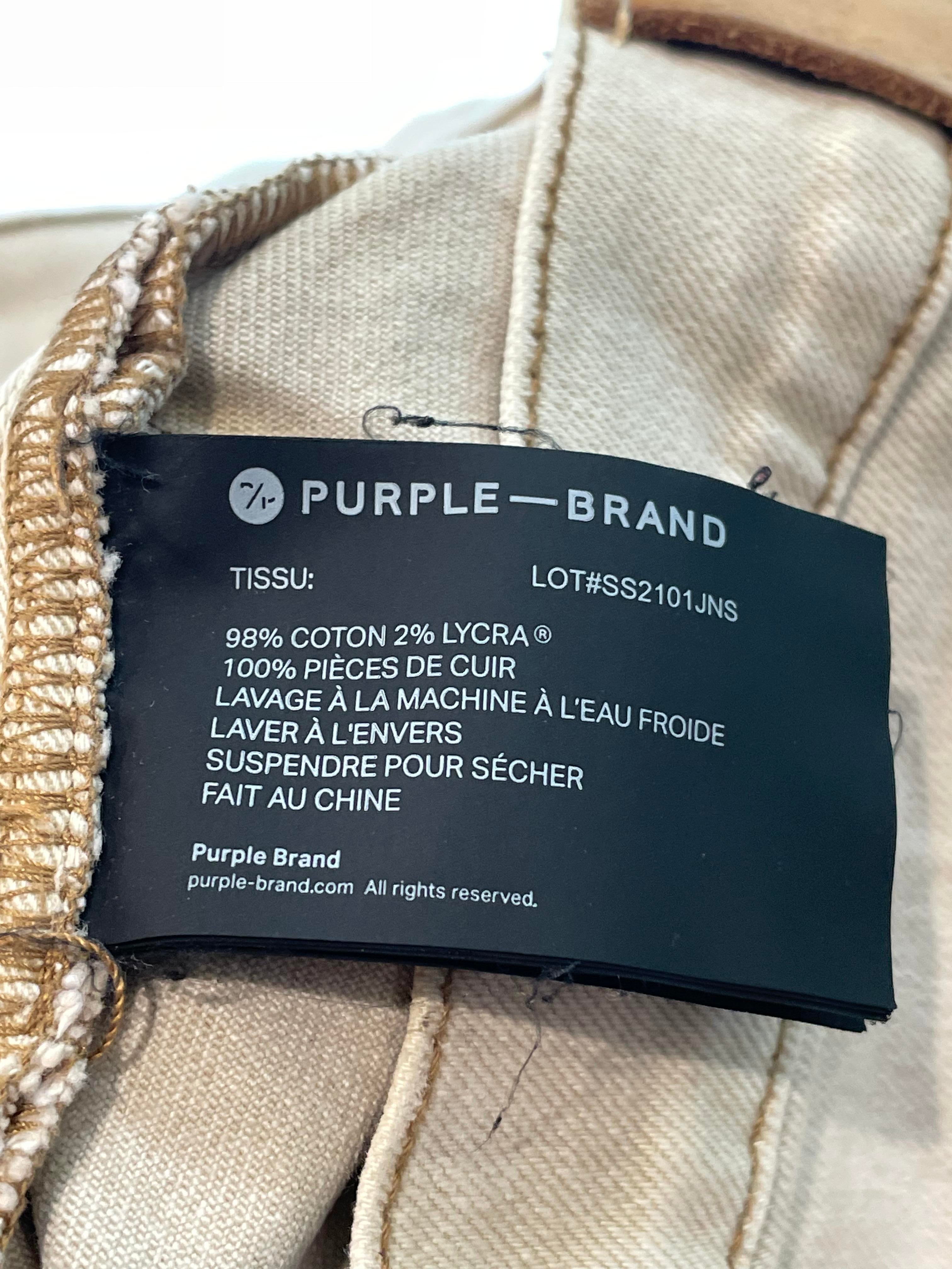 Purple Brand Paint Splatter Tan Jeans