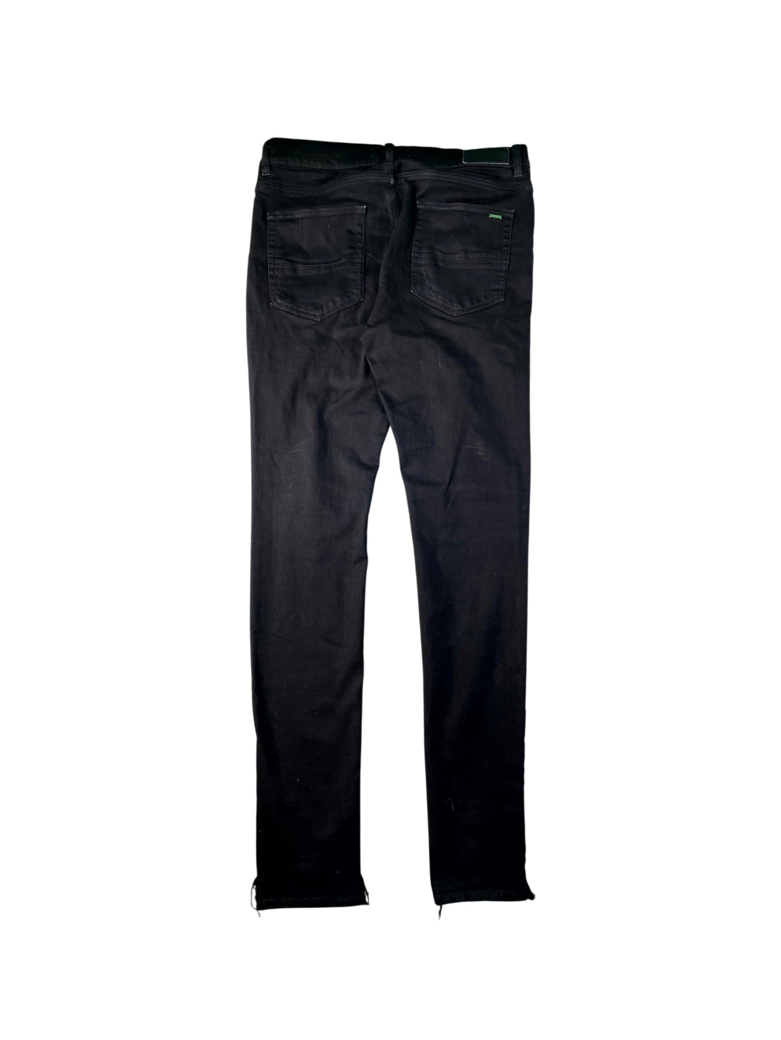 Amiri Leather Quilted Patch Black Jeans