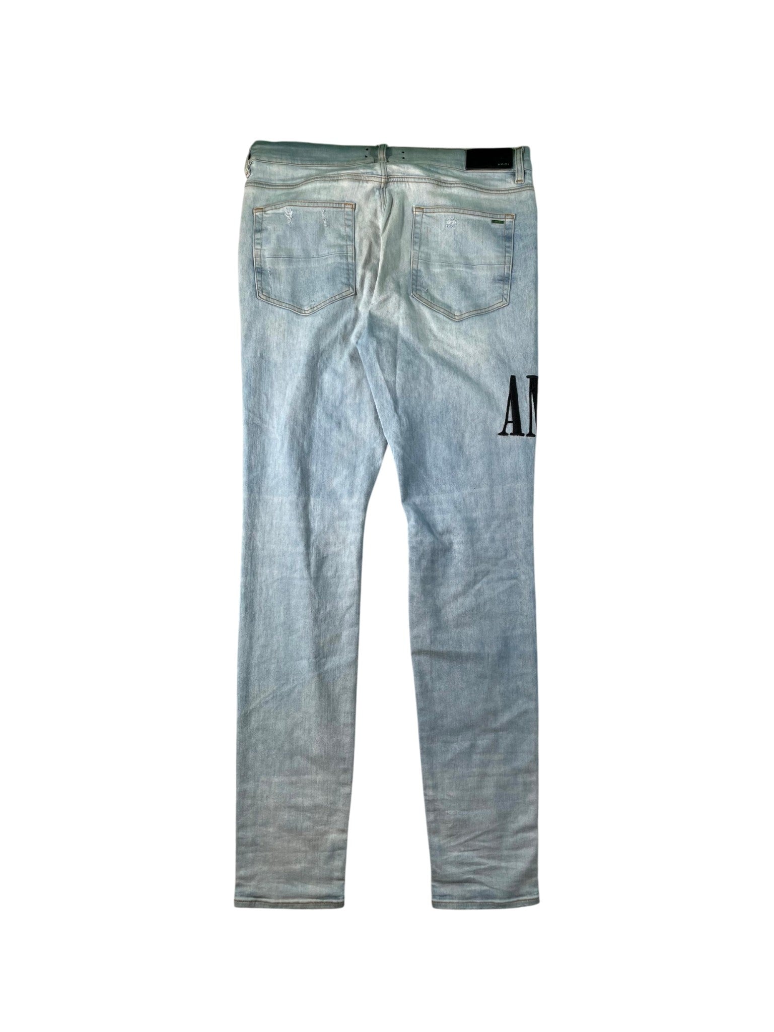 Amiri Embroidered Side Logo Light Wash & Black Jeans