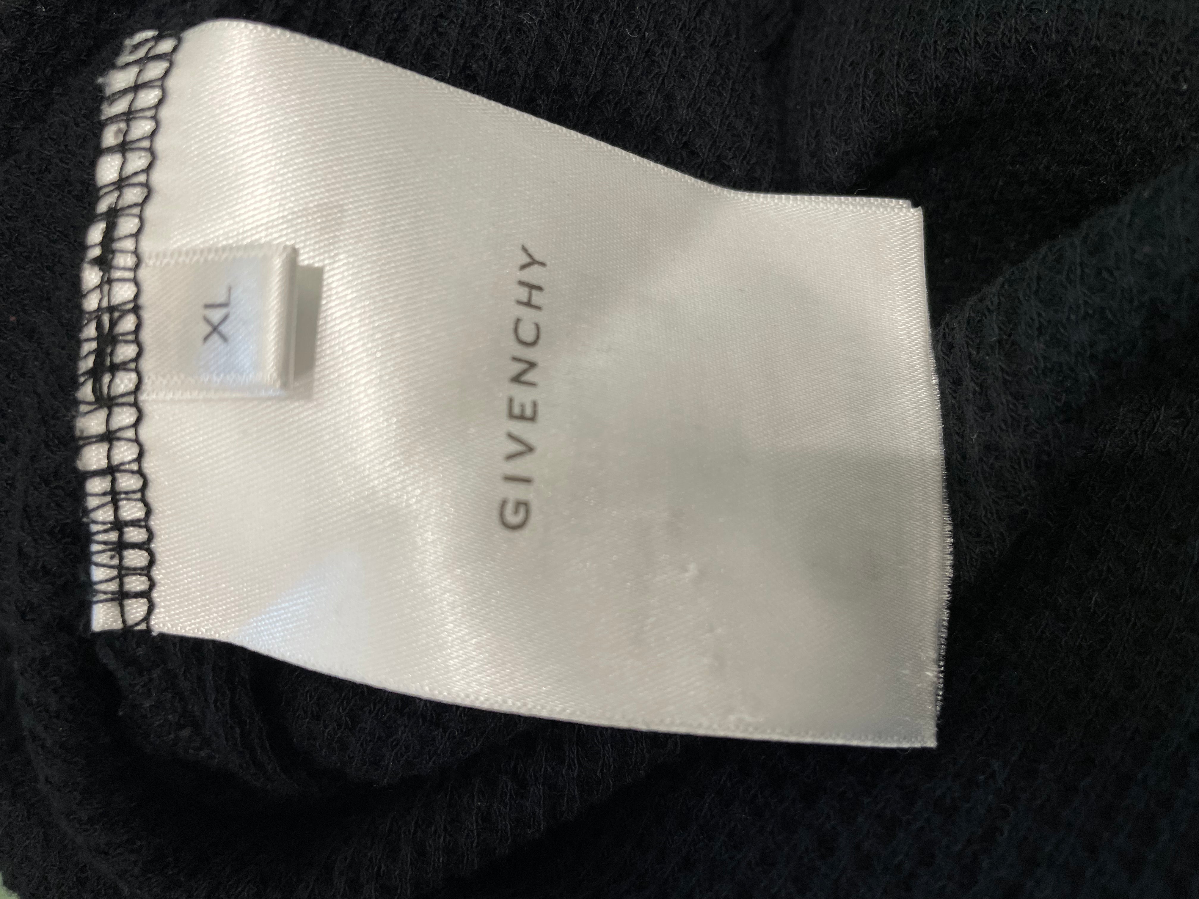 Givenchy White Flames Waffle Knit Thermal Black LS Tee