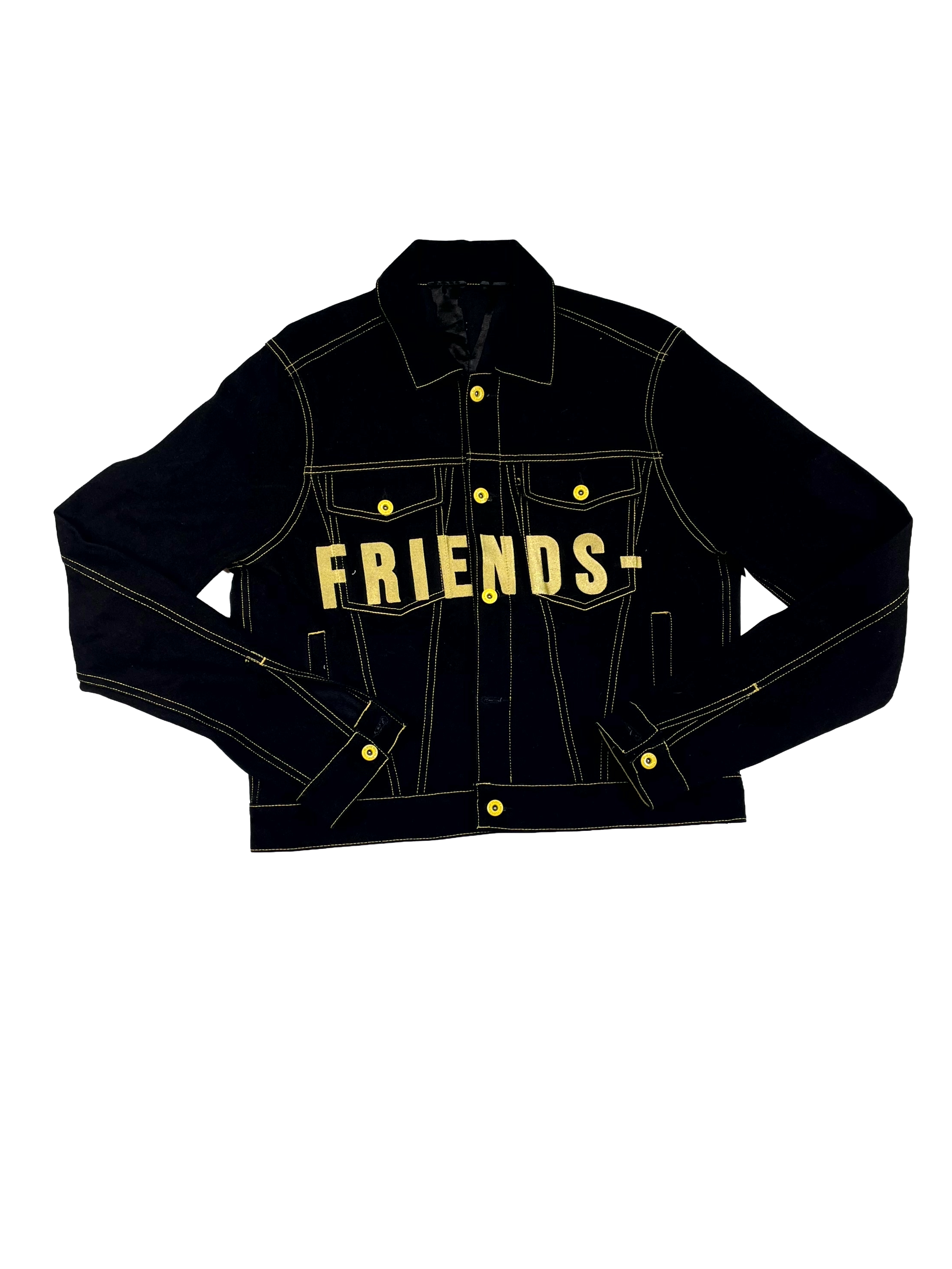 Vlone Friends Denim Black & Yellow Jacket